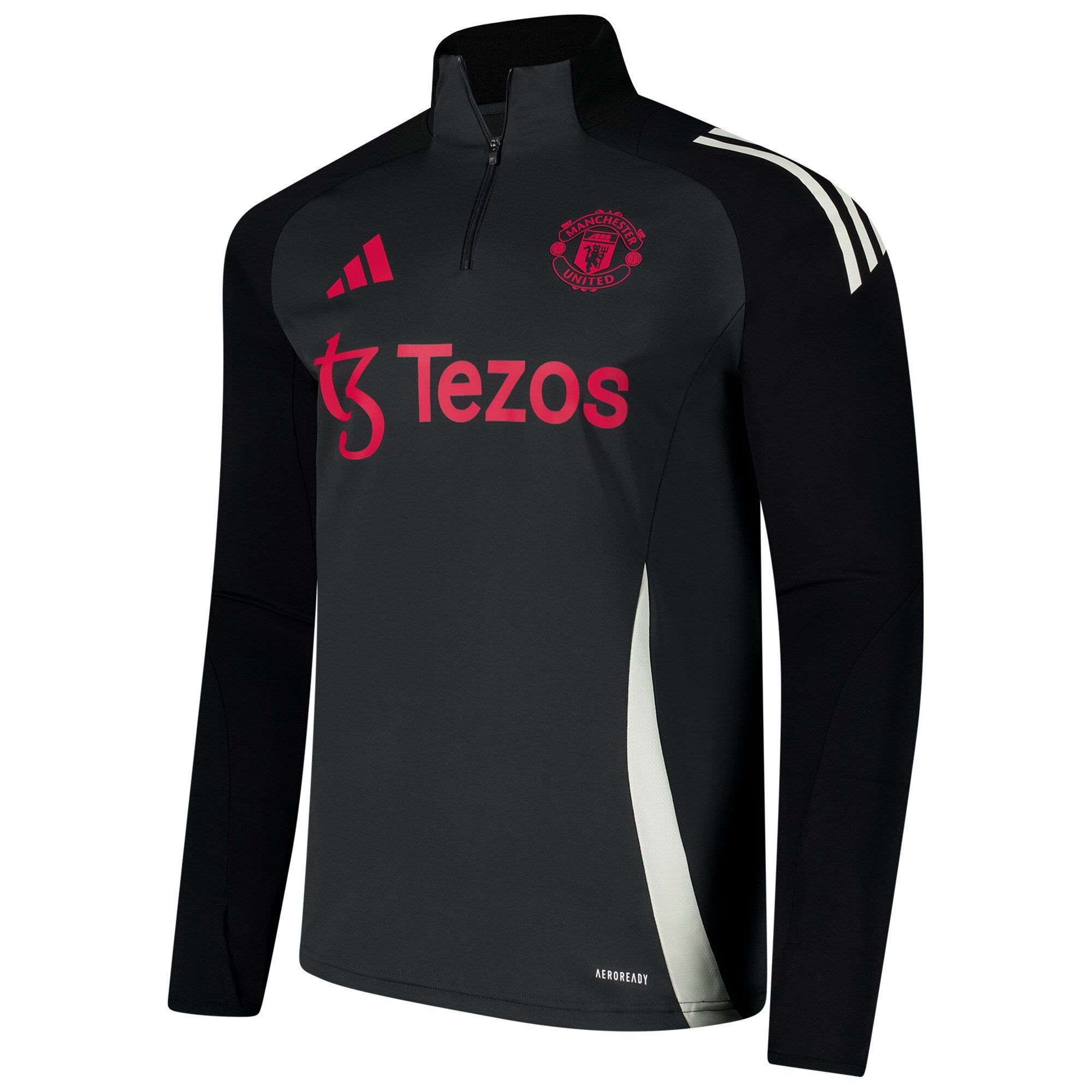 Manchester United adidas 2024/25 AEROREADY Raglan Quarter-Zip Training Top - Charcoal