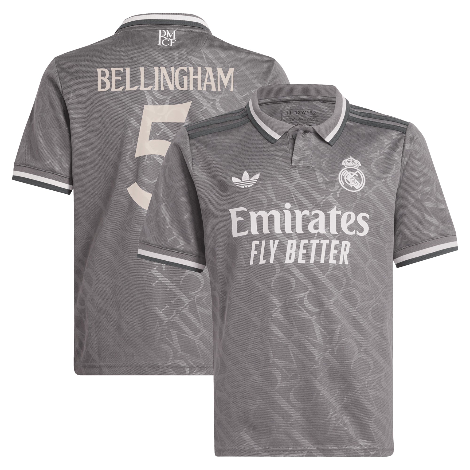 Jude Bellingham Real Madrid adidas Originals Youth 2024/25 Third Player Jersey - Charcoal