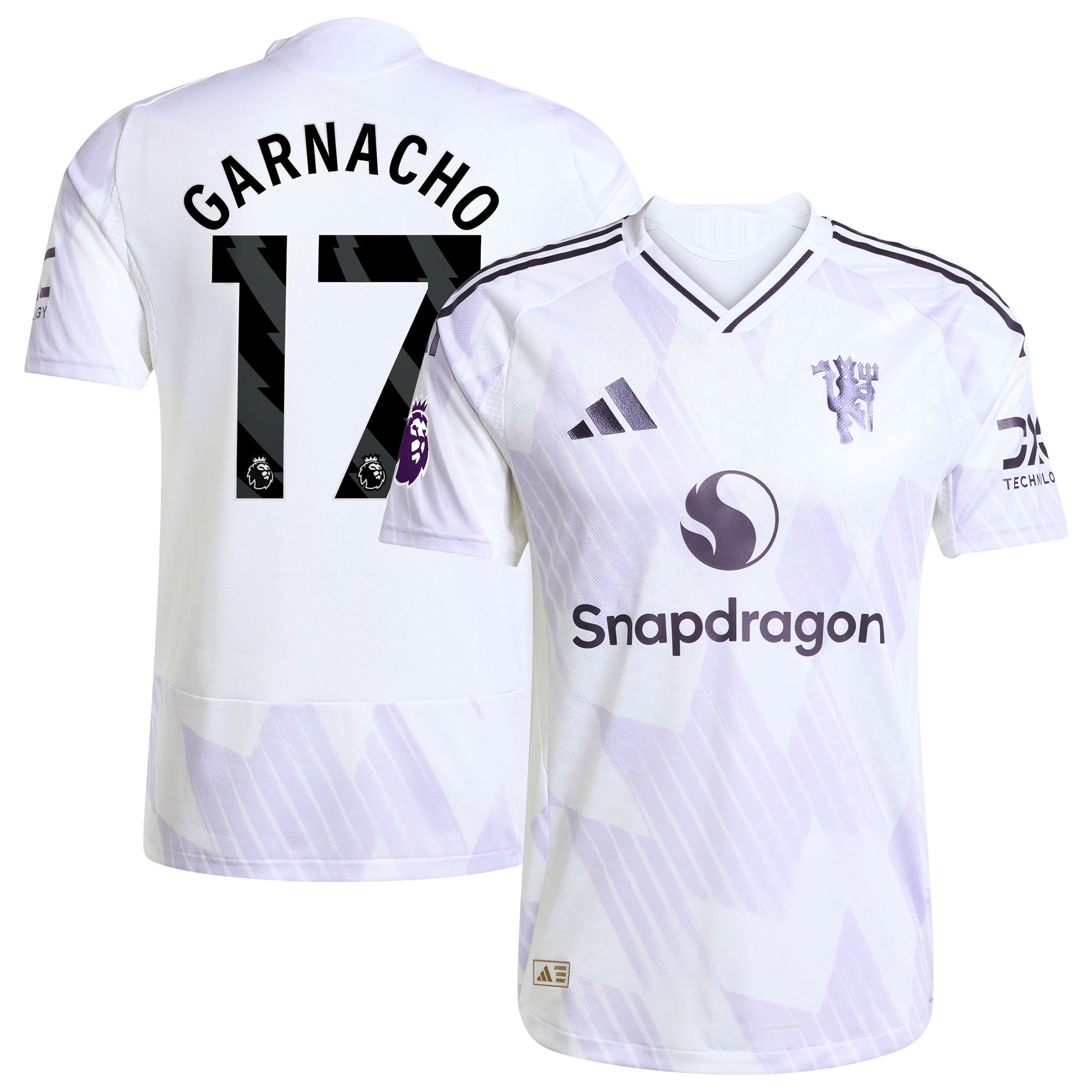 Alejandro Garnacho Manchester United 2025/26 Away Player Shirt - White
