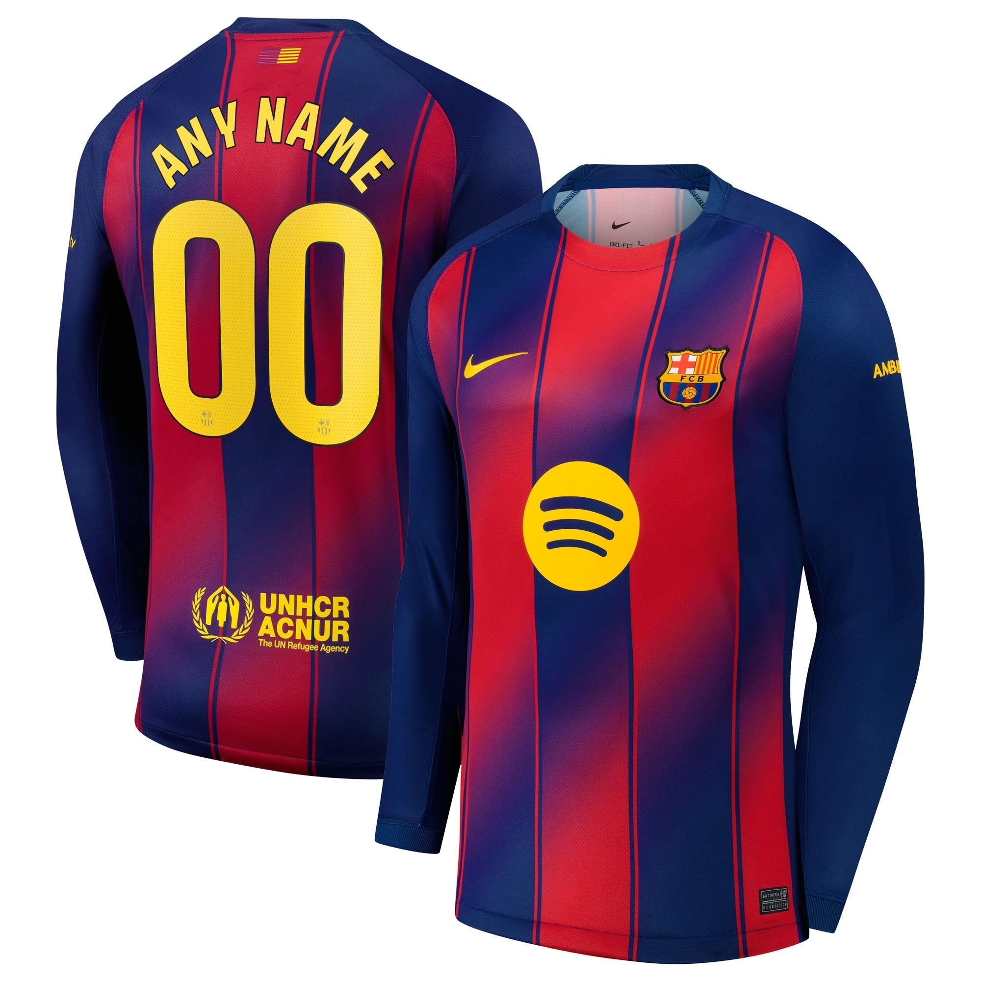 Barcelona 2025/26 Home Long Sleeve Custom Shirt - Navy