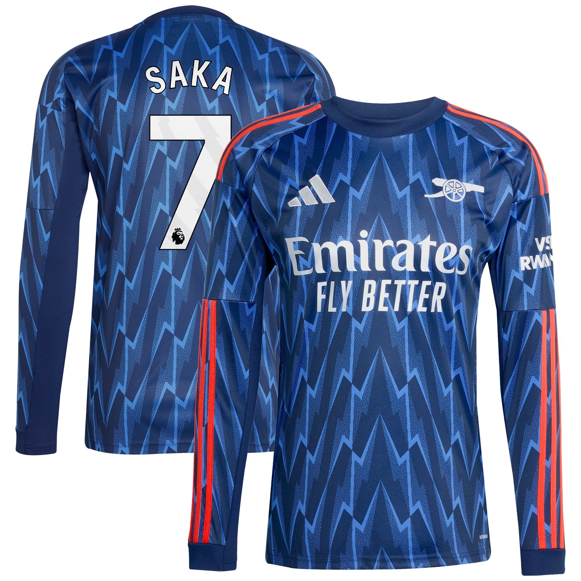 Bukayo Saka Arsenal 2025/26 Away Long Sleeve Player Shirt - Blue