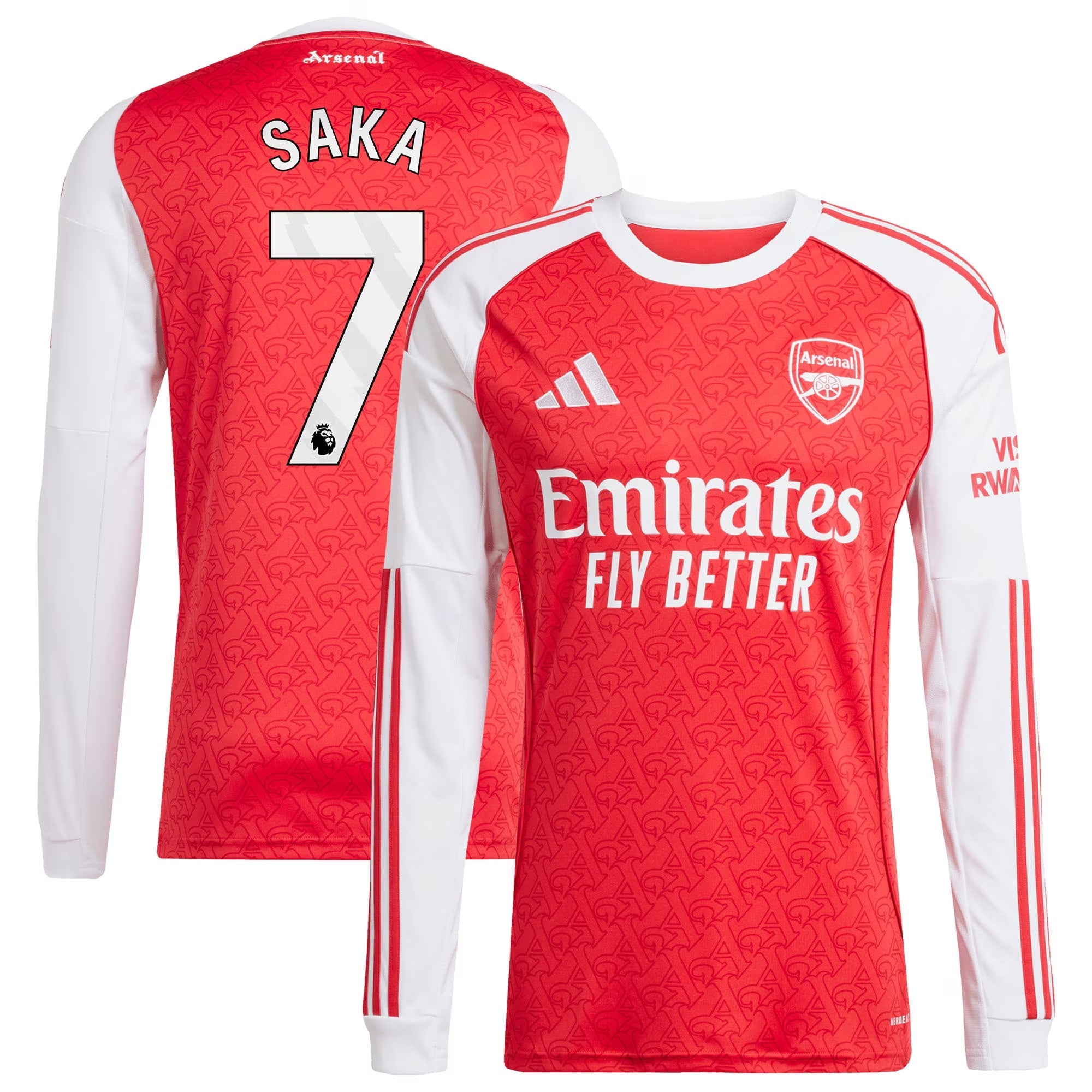 Bukayo Saka Arsenal 2025/26 Home Long Sleeve Player Shirt - Red