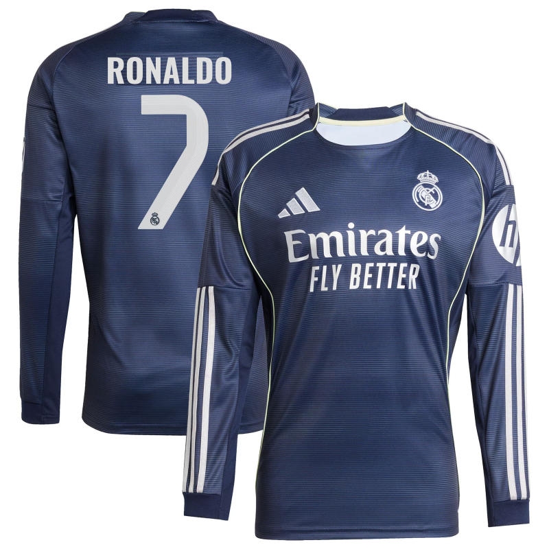 Cristiano Ronaldo 7 Real Madrid 2025/26 Home Long Sleeve Player Shirt - Blue