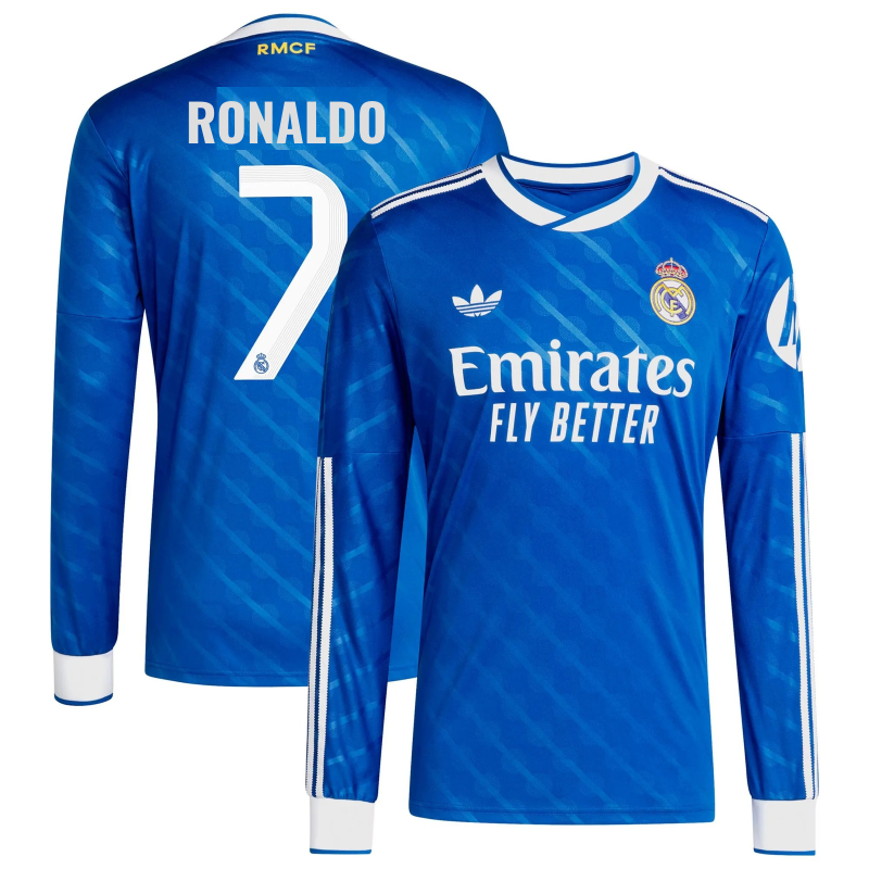 Cristiano Ronaldo 7 Real Madrid 2025/26 Third Long Sleeve Player Shirt - Blue