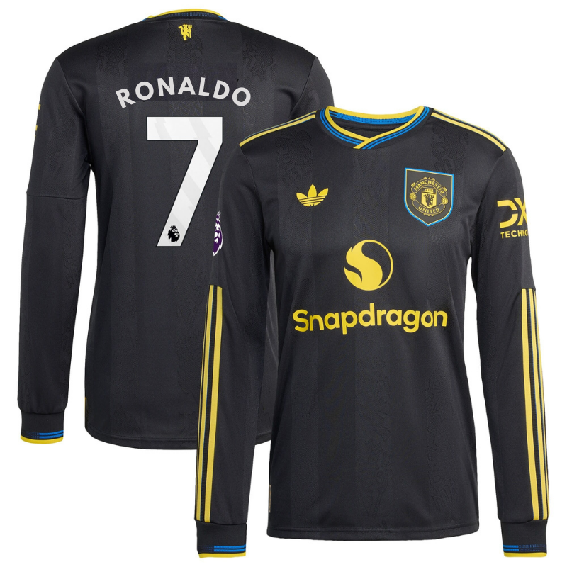 Cristiano Ronaldo Manchester United 2025/26 Third Long Sleeve Player Shirt - Black