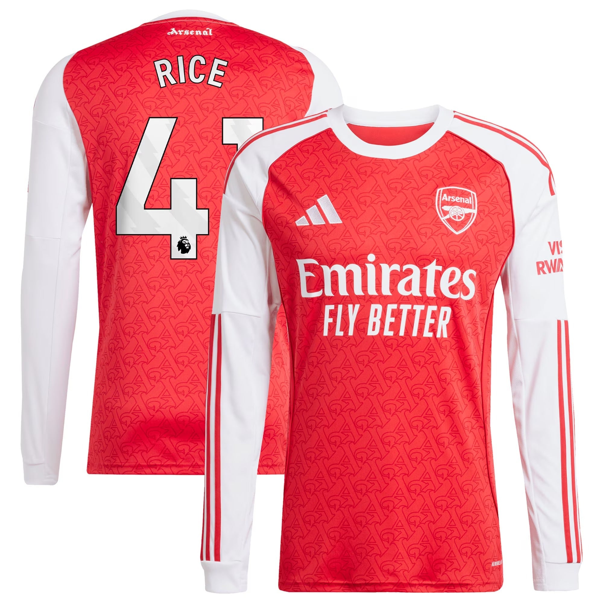 Declan Rice Arsenal 2025/26 Home Long Sleeve Player Shirt - Red