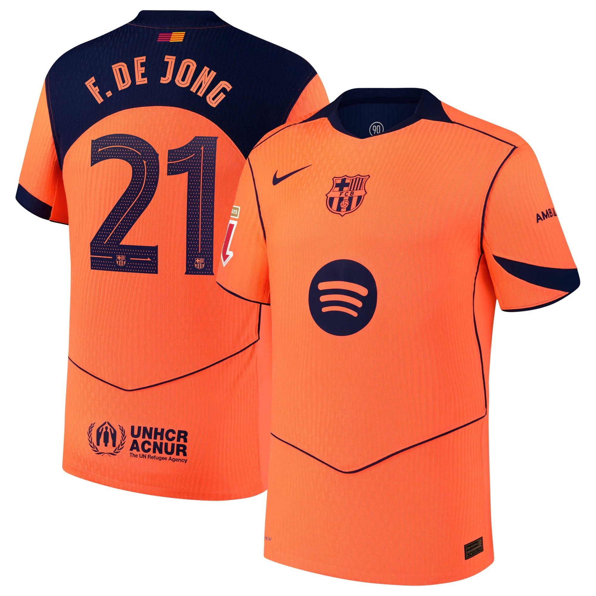 Frenkie de Jong Barcelona 2025/26 Third Player Shirt - Orange