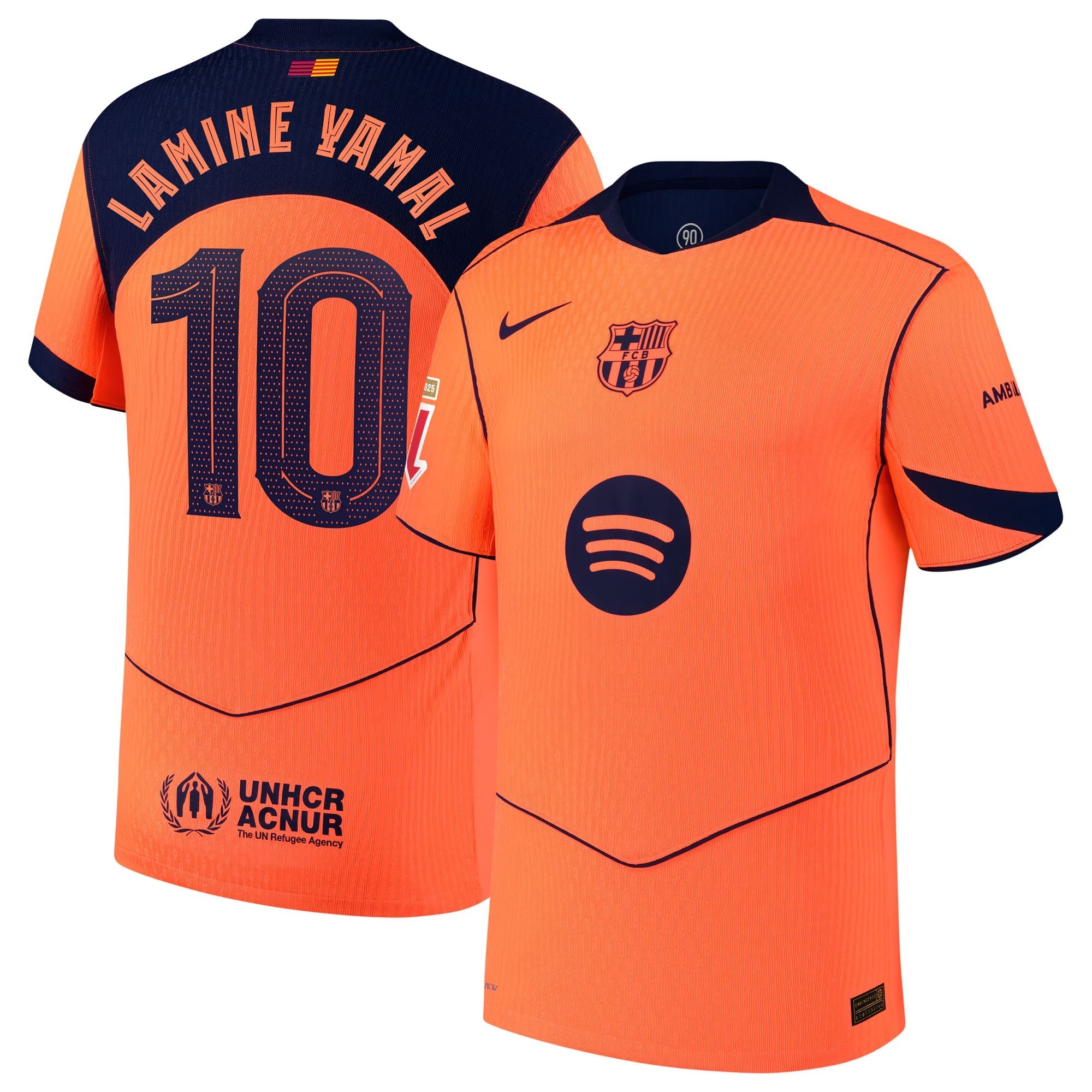 Lamine Yamal Barcelona 2025/26 Third Player Shirt - Orange