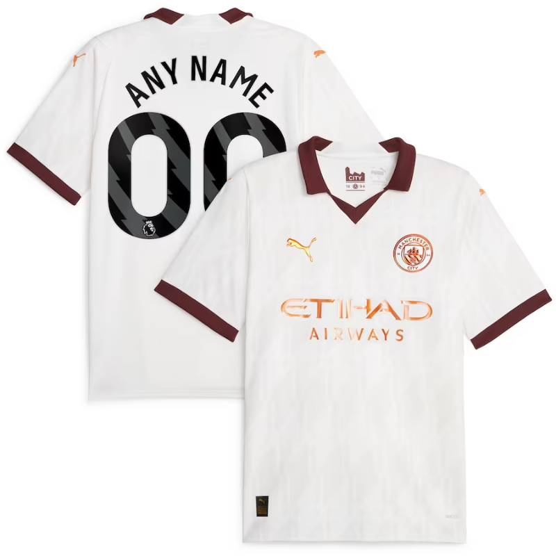 Manchester City Puma 2023/24 Away Custom Jersey - White