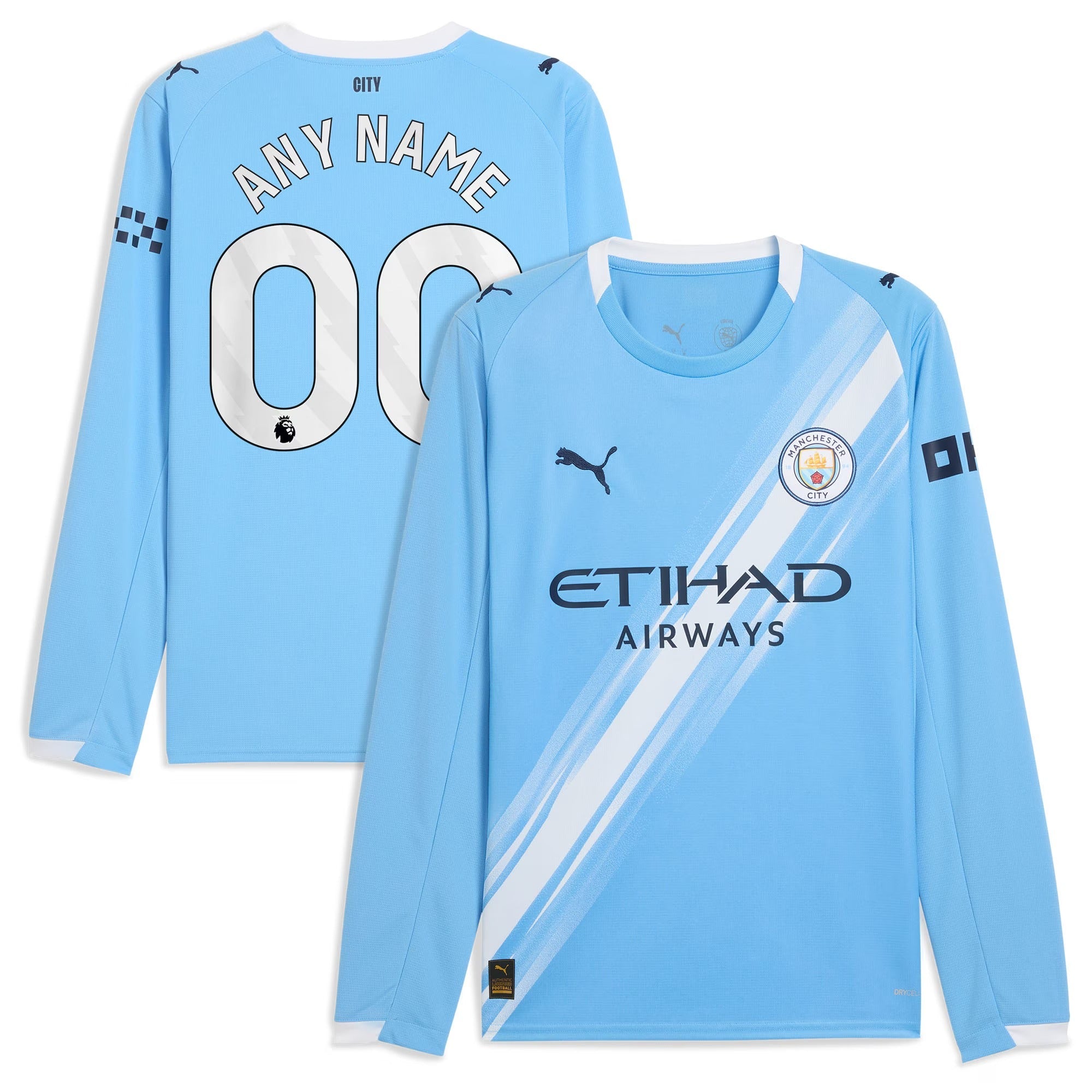 Manchester City 2025/26 Home Long Sleeve Custom Shirt - Sky Blue
