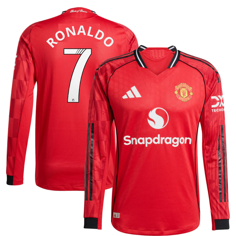 Manchester United WSL Home Shirt 2025-26 - Long sleeve with Cristiano Ronaldo 7 printing Shirt