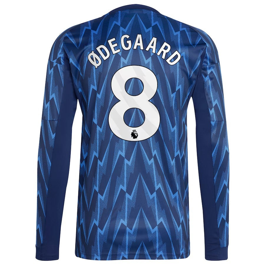Martin Ødegaard Arsenal 2025/26 Away Long Sleeve Player Shirt - Blue