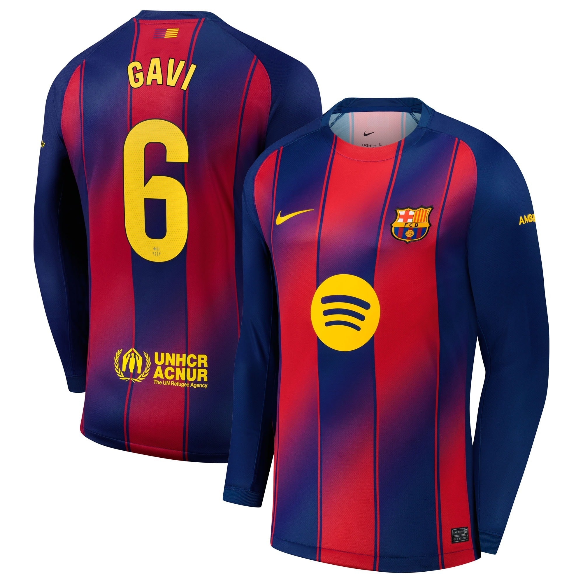 Gavi Barcelona 2025/26 Home Long Sleeve Shirt - Navy