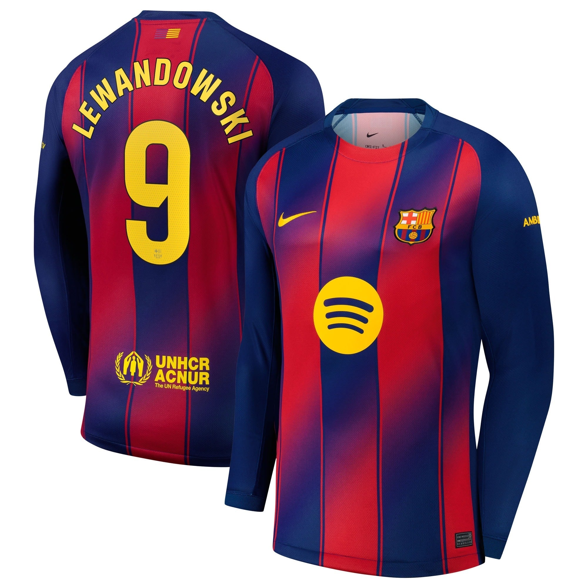Robert Lewandowski Barcelona 2025/26 Home Long Sleeve Shirt - Navy