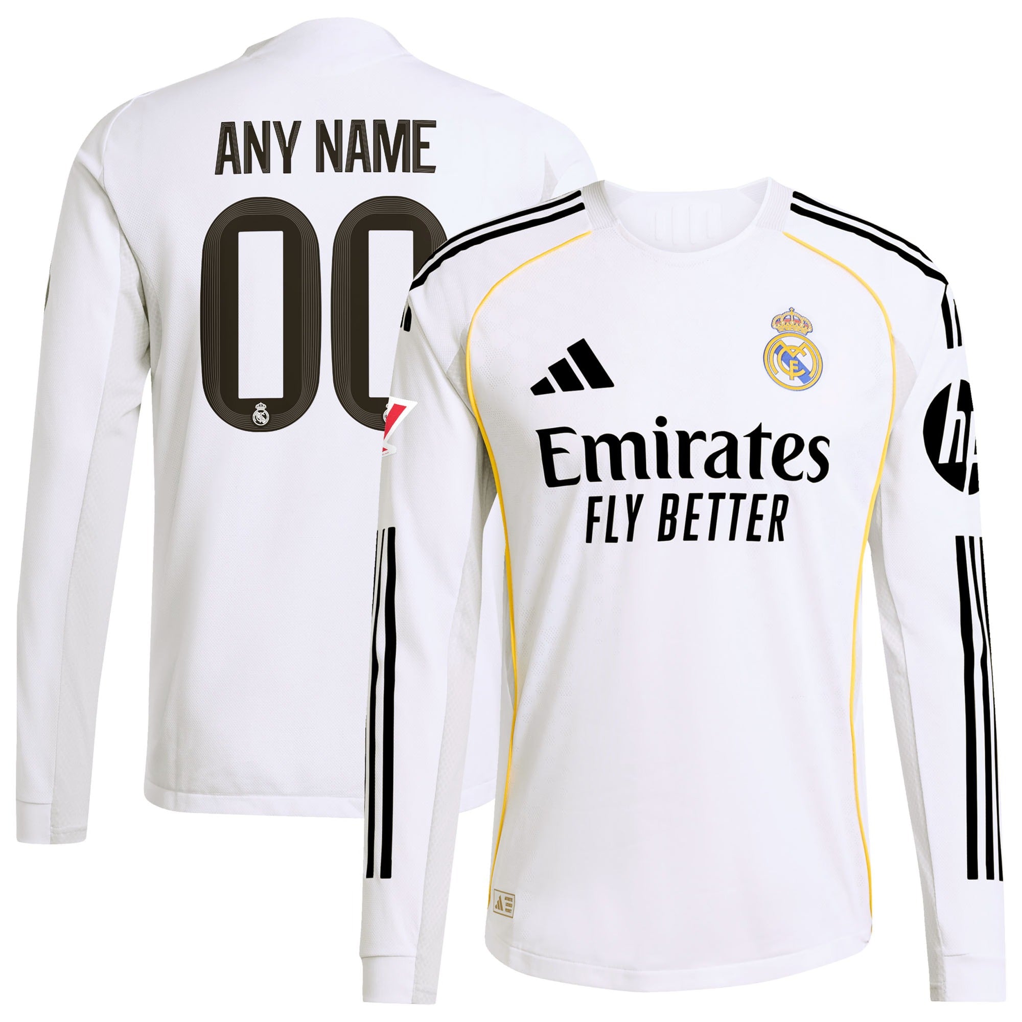 Real Madrid 2025/26 Home Long Sleeve Custom Shirt - White