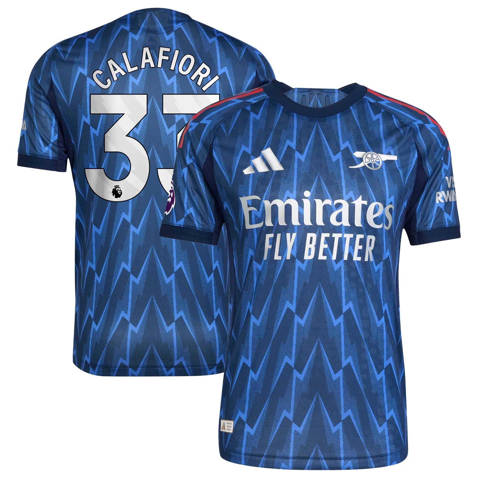 Riccardo Calafiori Arsenal 2025/26 Away Player Shirt - Blue
