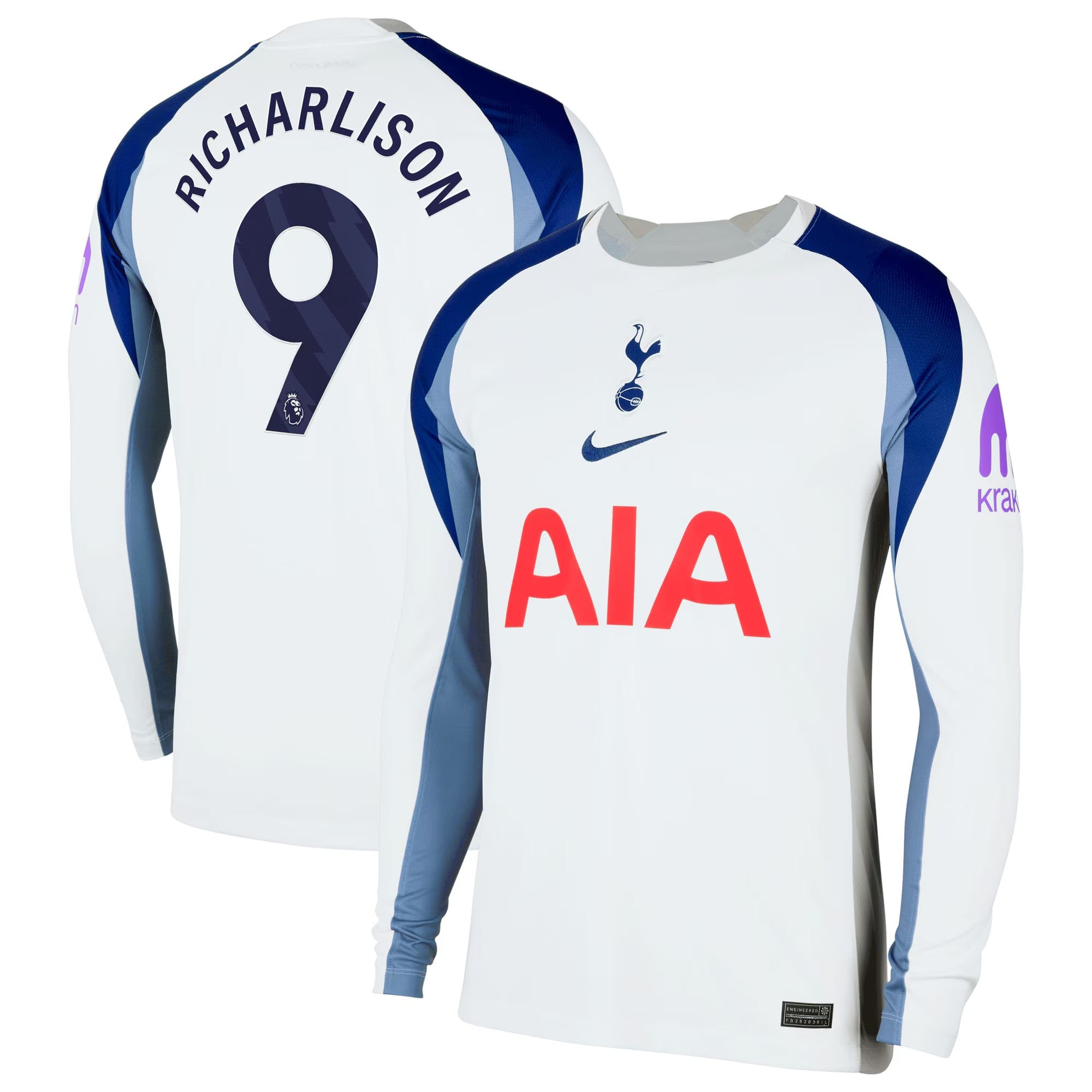 Richarlison Tottenham Hotspur 2025/26 Home Long Sleeve Player Shirt - White