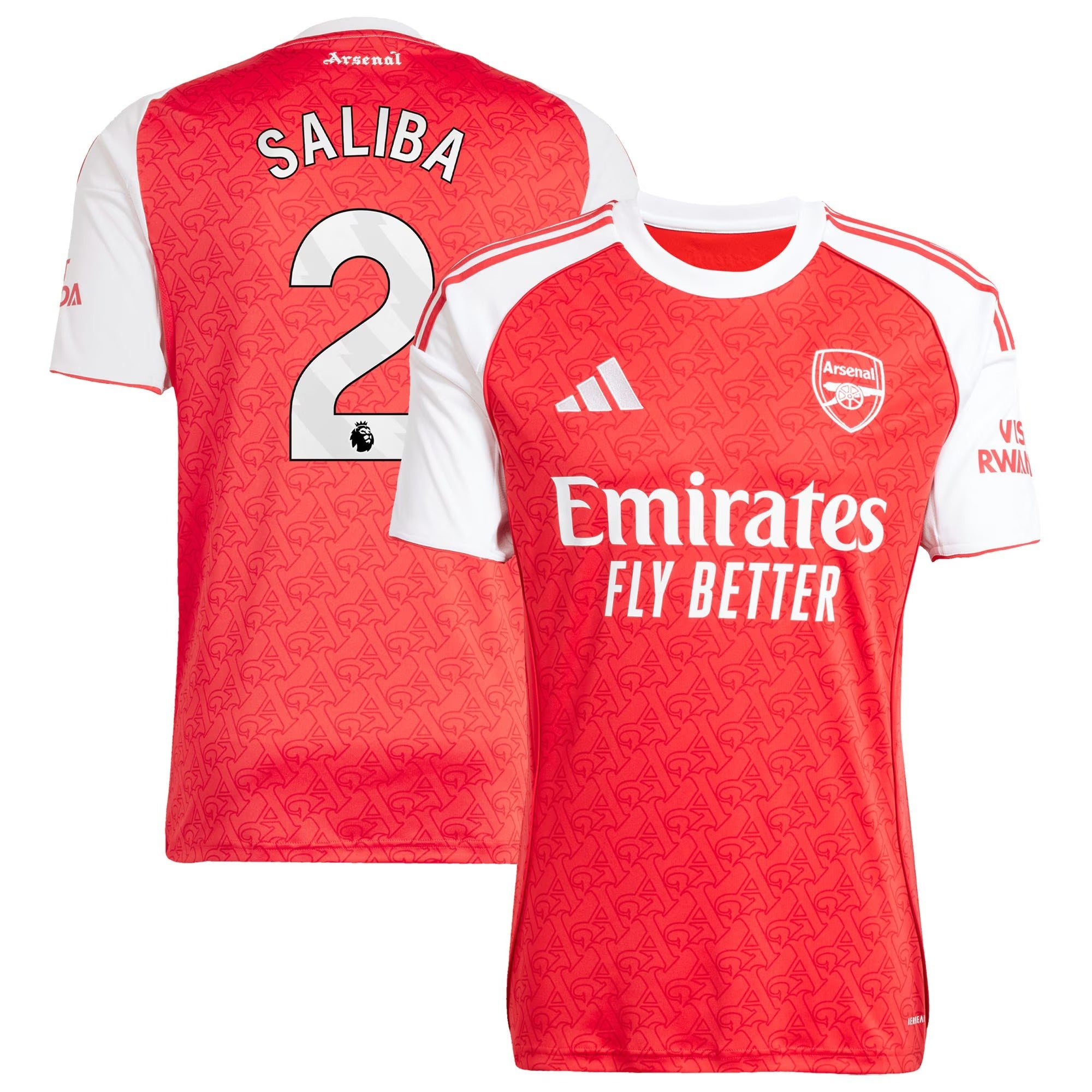 William Saliba Arsenal 2025/26 Home Player Shirt - Red