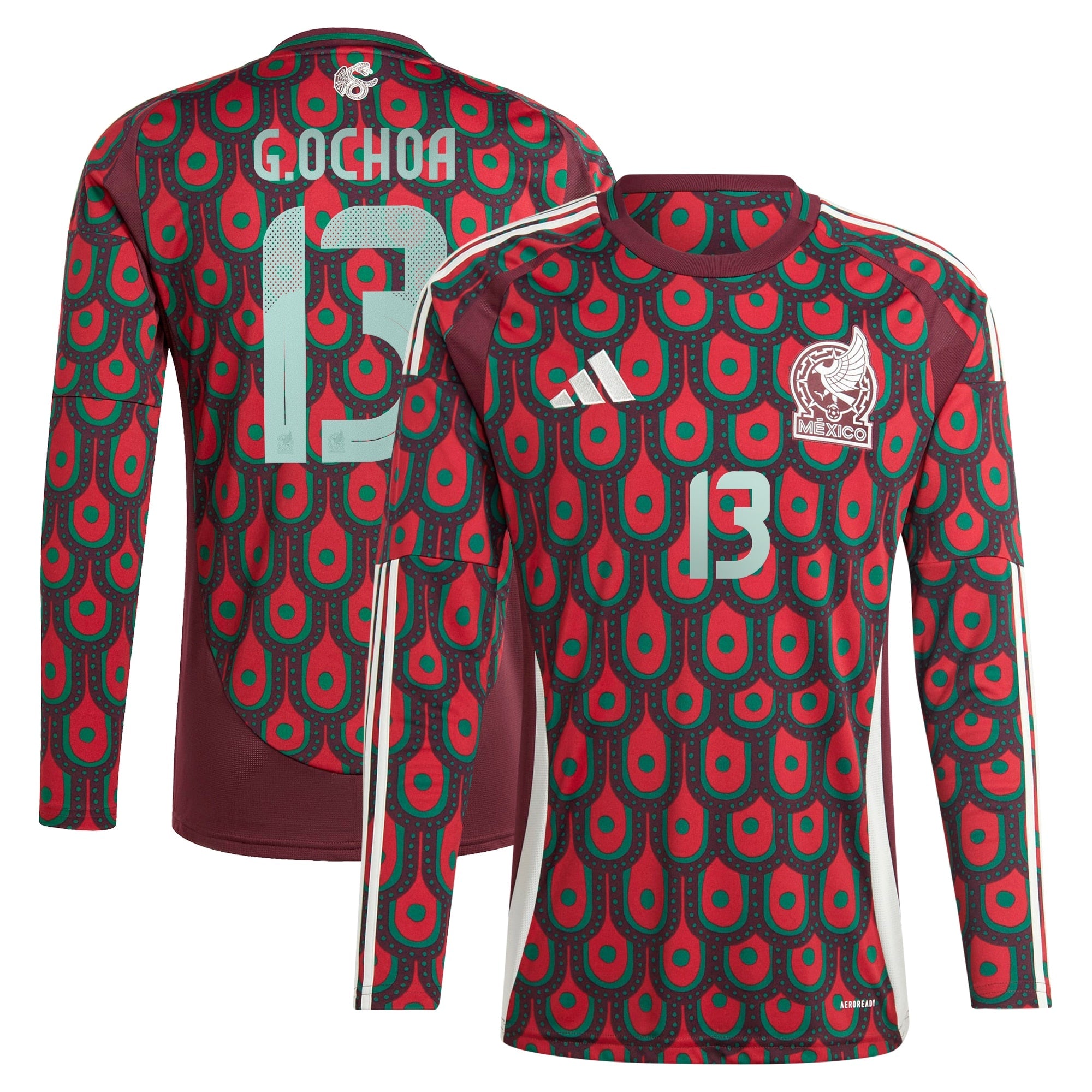 Guillermo Ochoa Mexico National Team adidas 2024 Home Player Long Sleeve Jersey - Burgundy
