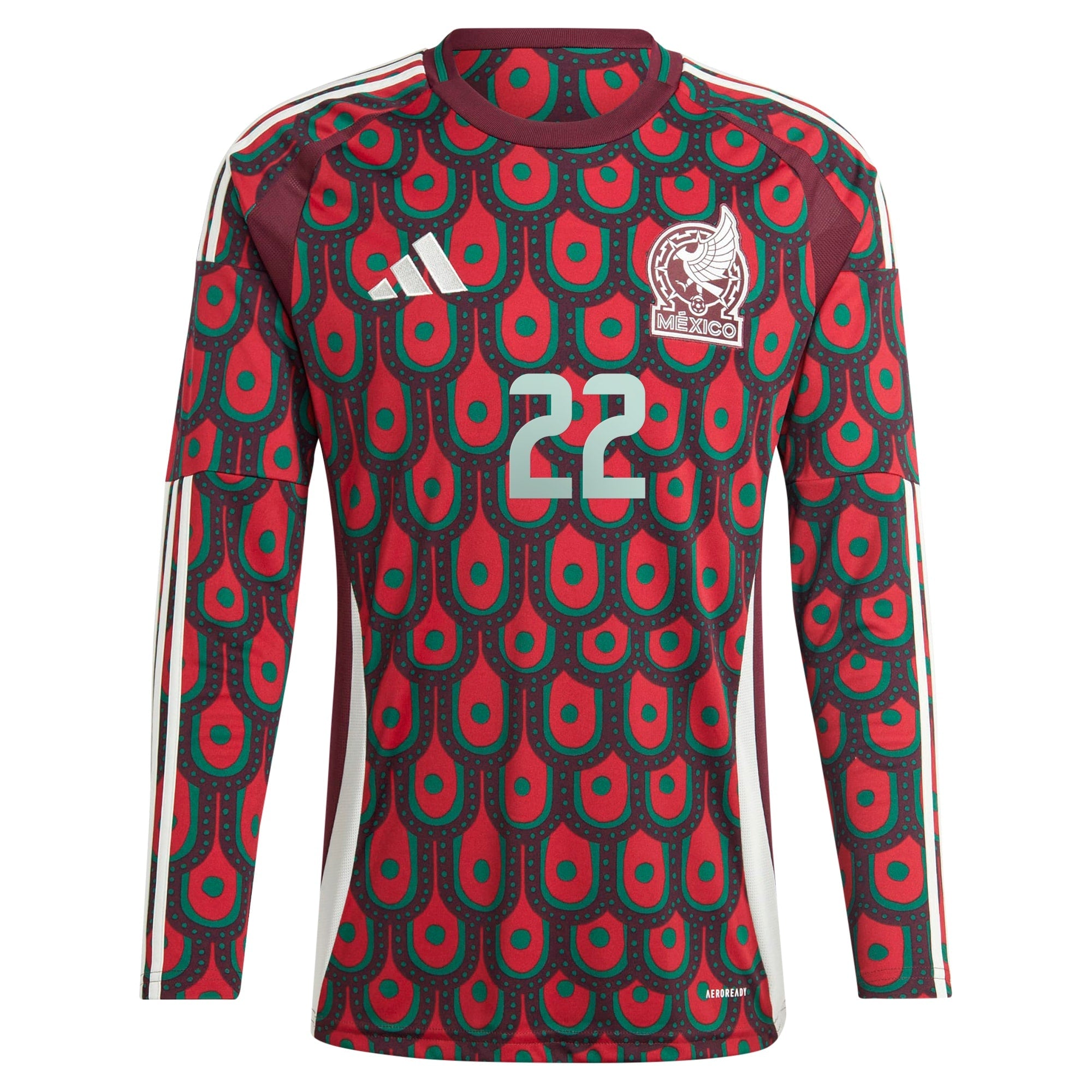 Hirving Lozano Mexico National Team adidas 2024 Home Player Long Sleeve Jersey - Burgundy