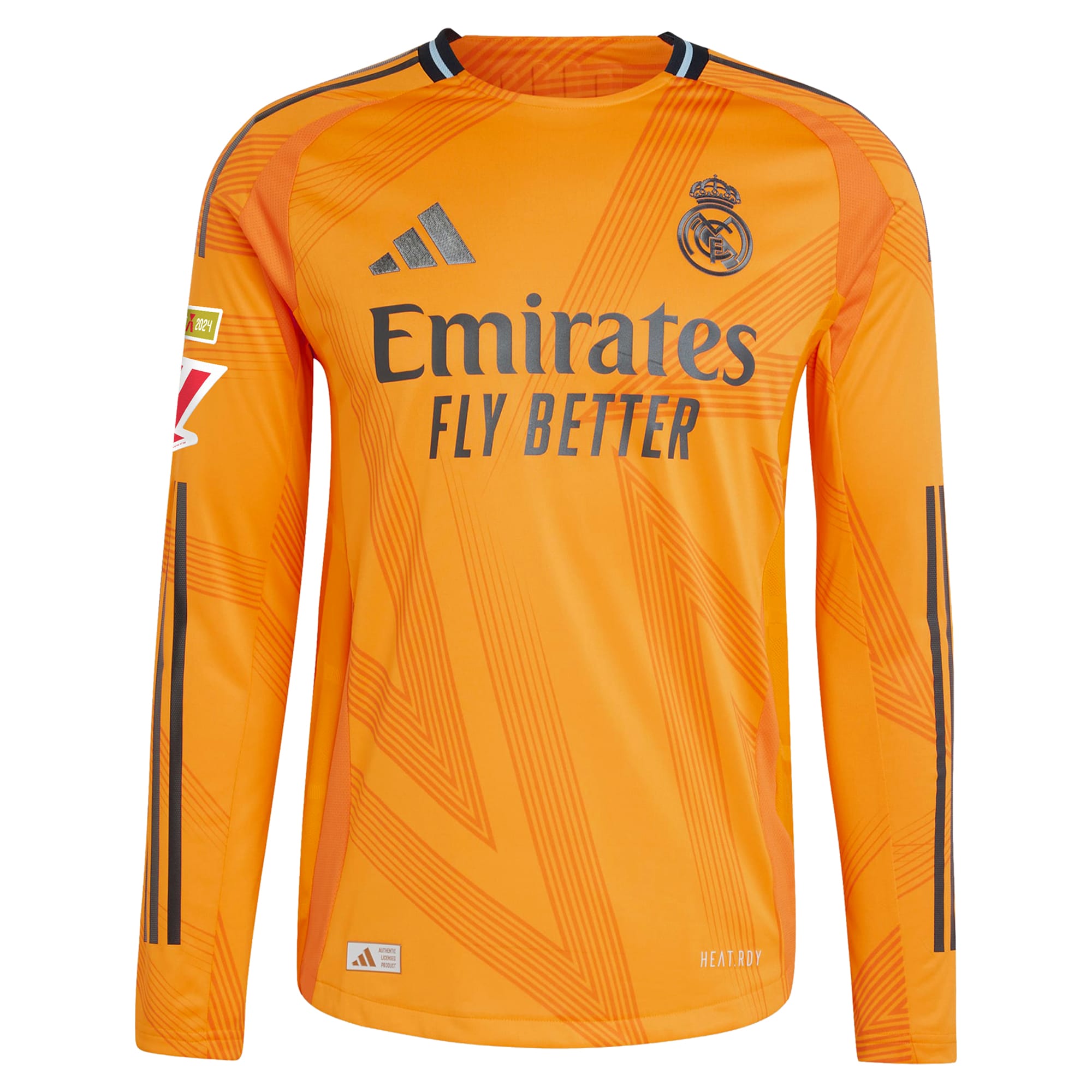 Real Madrid adidas 2024/25 Away Long Sleeve Custom Jersey - Orange