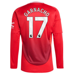 Alejandro Garnacho Manchester United 2024/25 Home Long Sleeve Player Jersey - Red