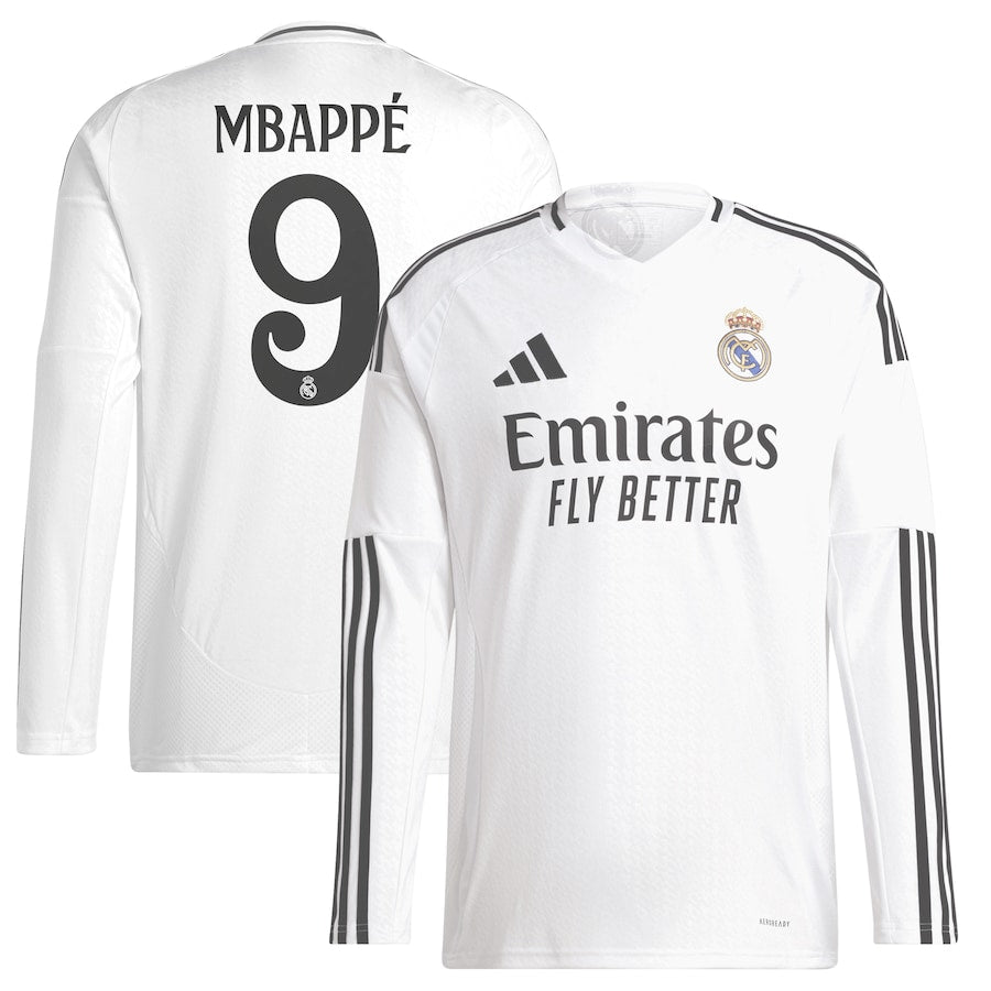 Kylian Mbappé Real Madrid adidas 2024/25 Home Long Sleeve Player Jersey - White