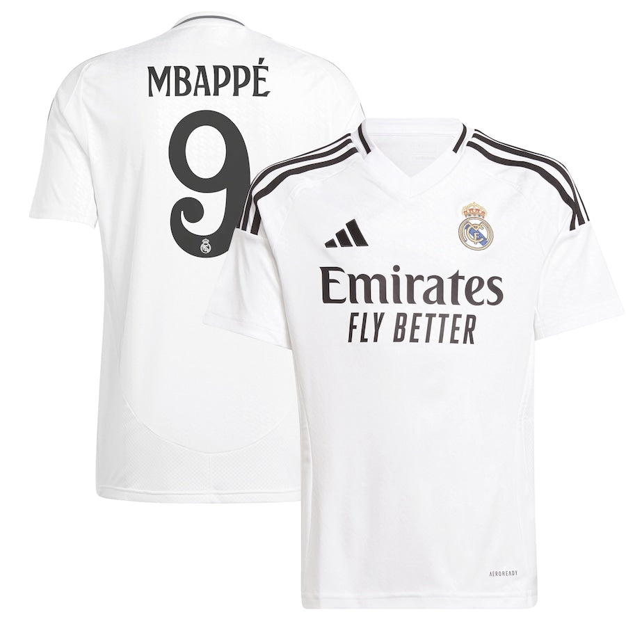 Kylian Mbappé Real Madrid adidas Youth 2024/25 Home Player Jersey - White