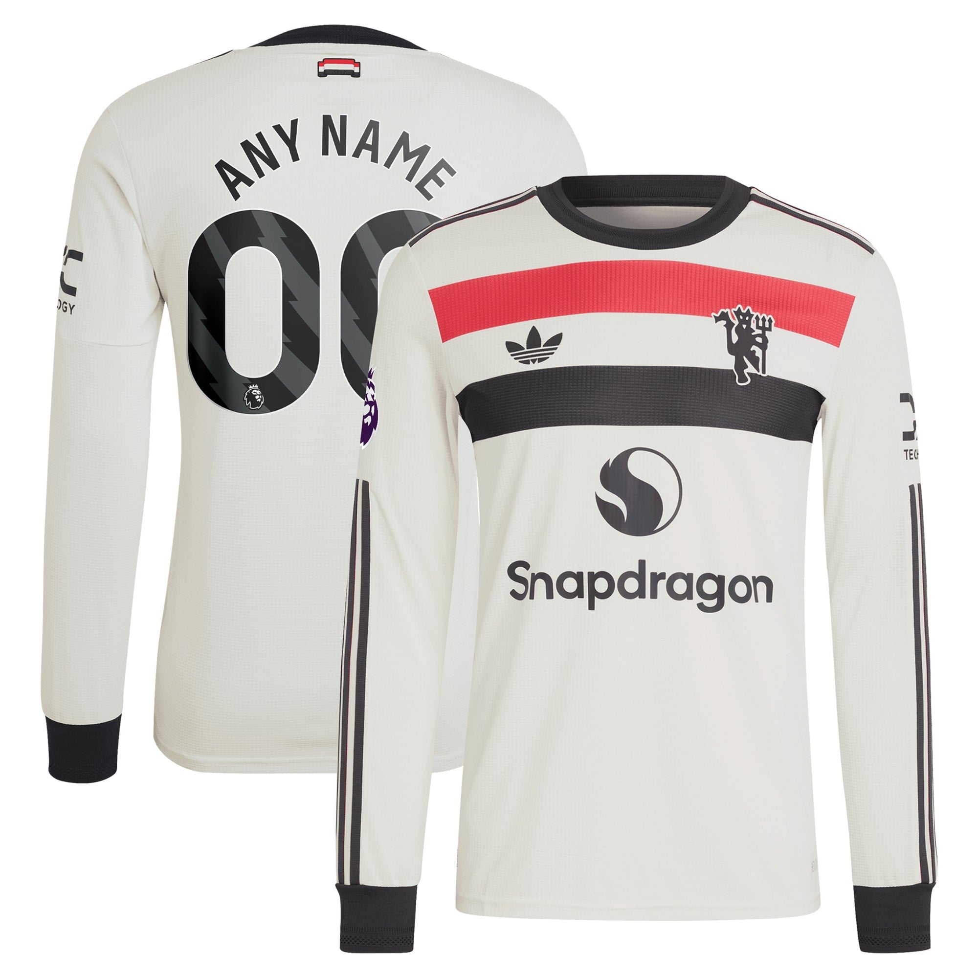 Manchester United adidas Originals 2024/25 Third Custom Long Sleeve Jersey - Cream
