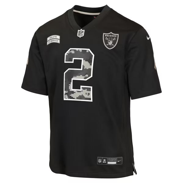 Ashton Jeanty Las Vegas Raiders Nike Youth 2026 Salute to Service Game Jersey - Black