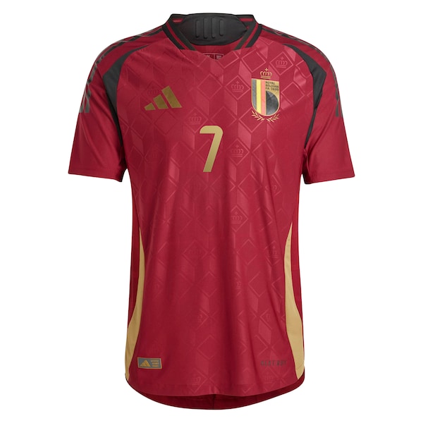 Belgium FA adidas Home Authentic Shirt 2024 with De Bruyne 7 printing