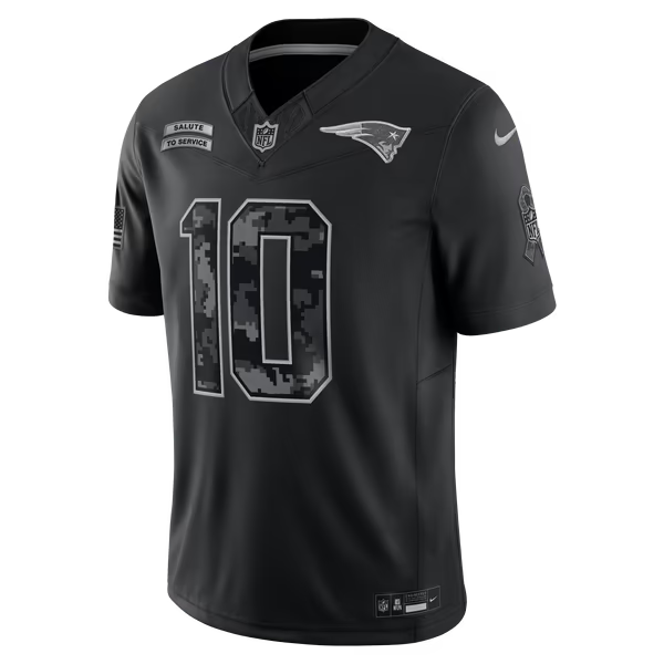 Drake Maye New England Patriots Nike 2026 Salute to Service Stitched Limited Jersey - Black
