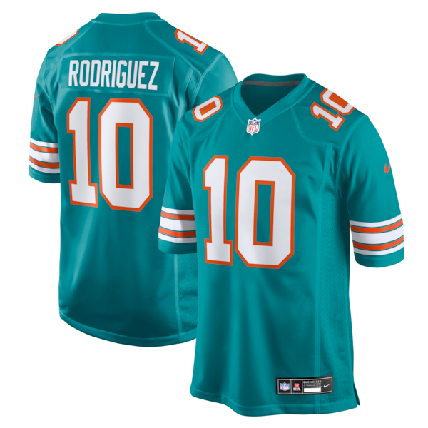 Custom Jacob Rodriguez Miami Dolphins Alternate Game Jersey Aqua