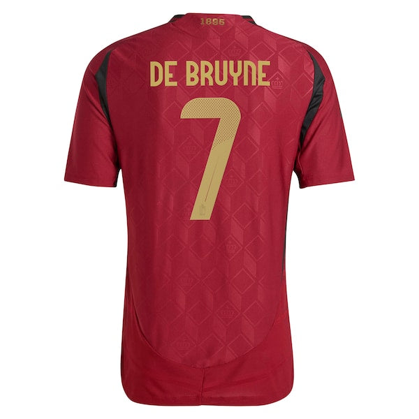 Belgium FA adidas Home Authentic Shirt 2024 with De Bruyne 7 printing