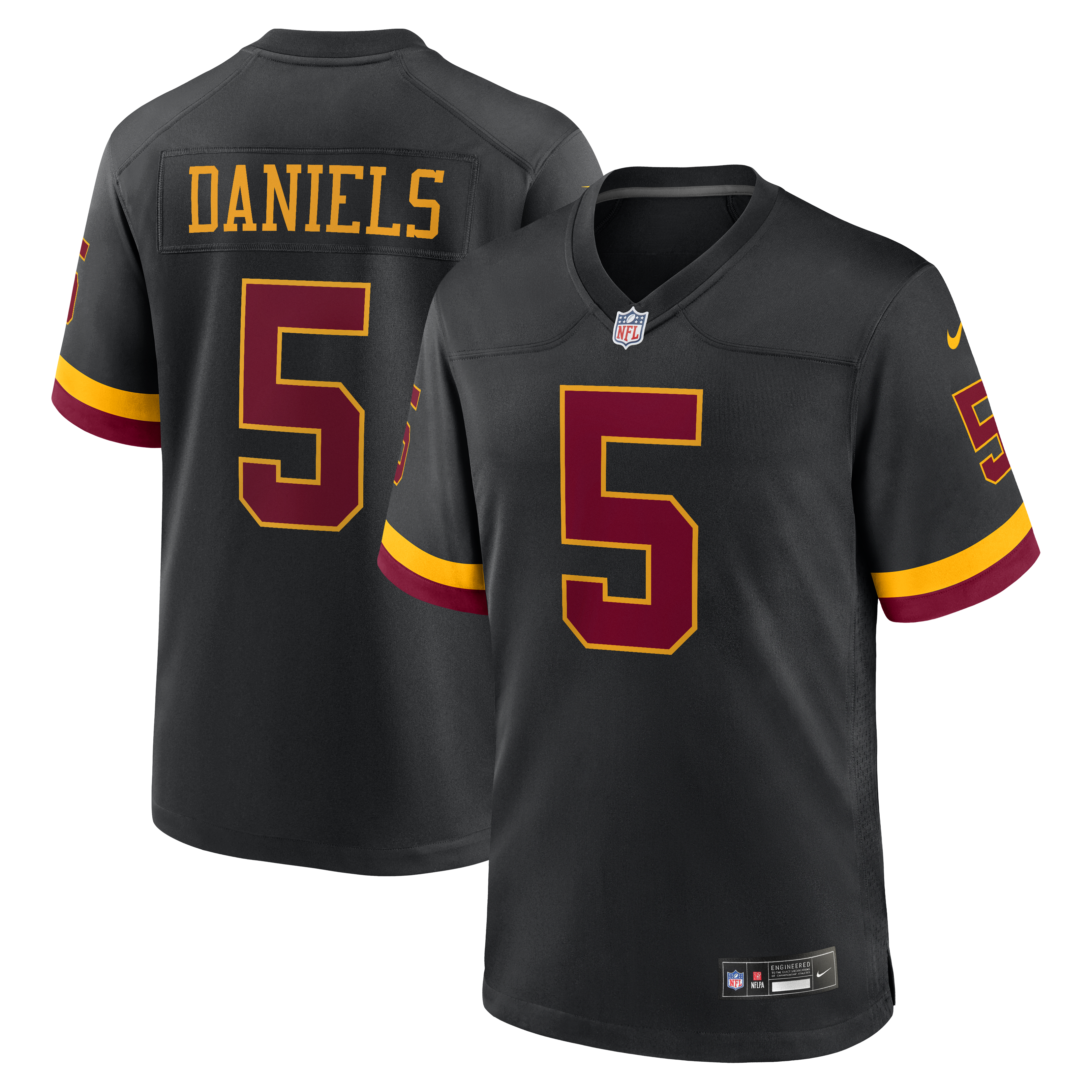 Custom Washington Commanders Jayden Daniels Alternate Game Jersey Black