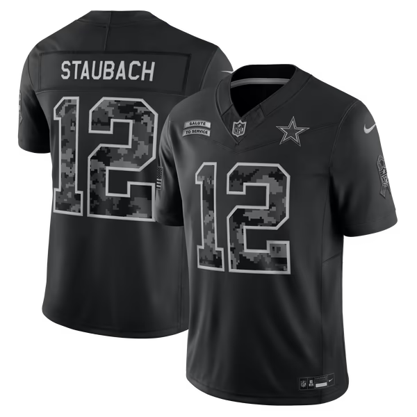 Roger Staubach Dallas Cowboys Jersey Gool 2026 Salute to Service Retired Player Stitched Limited Jersey - Black