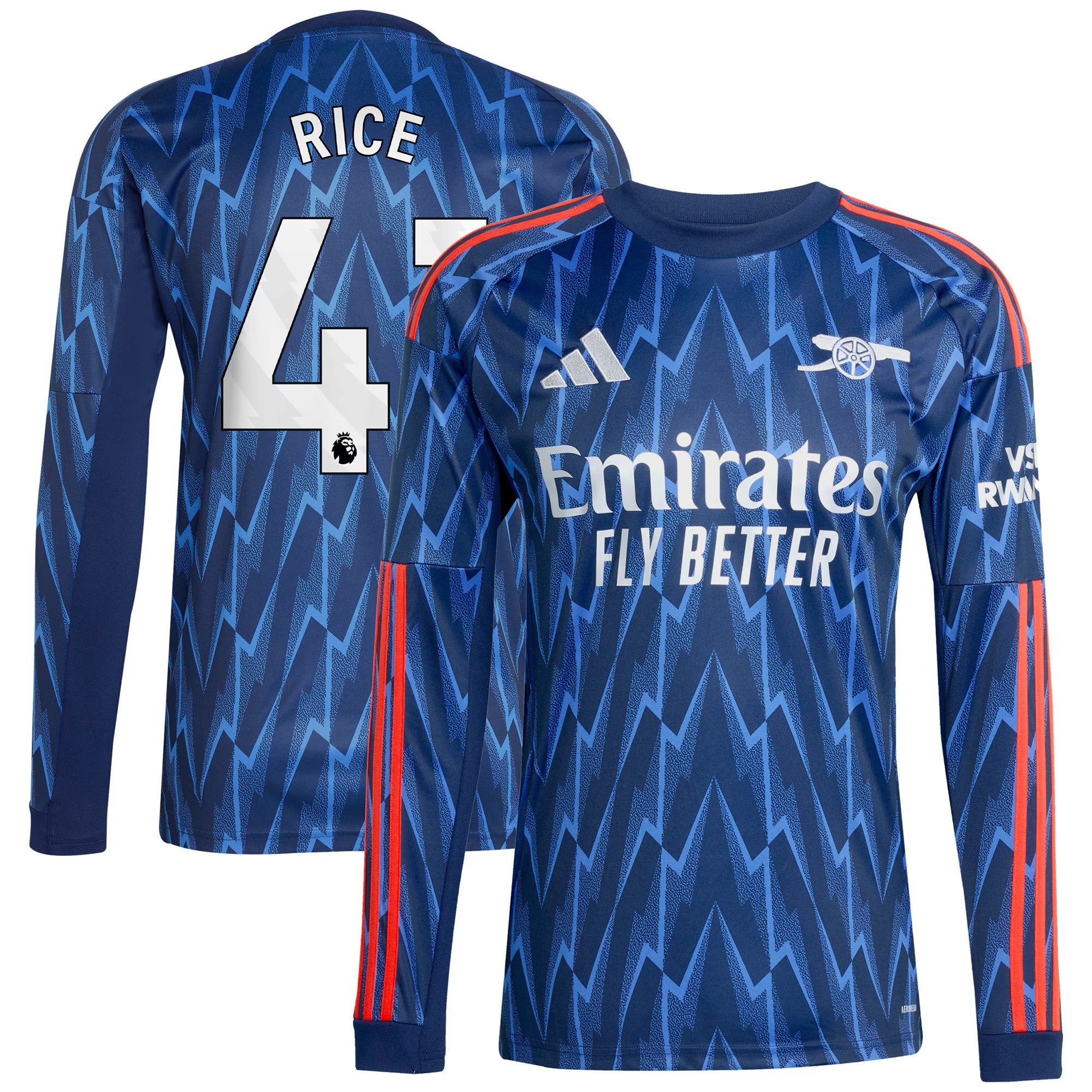 Declan Rice Arsenal 2025/26 Away Long Sleeve Player Shirt - Blue