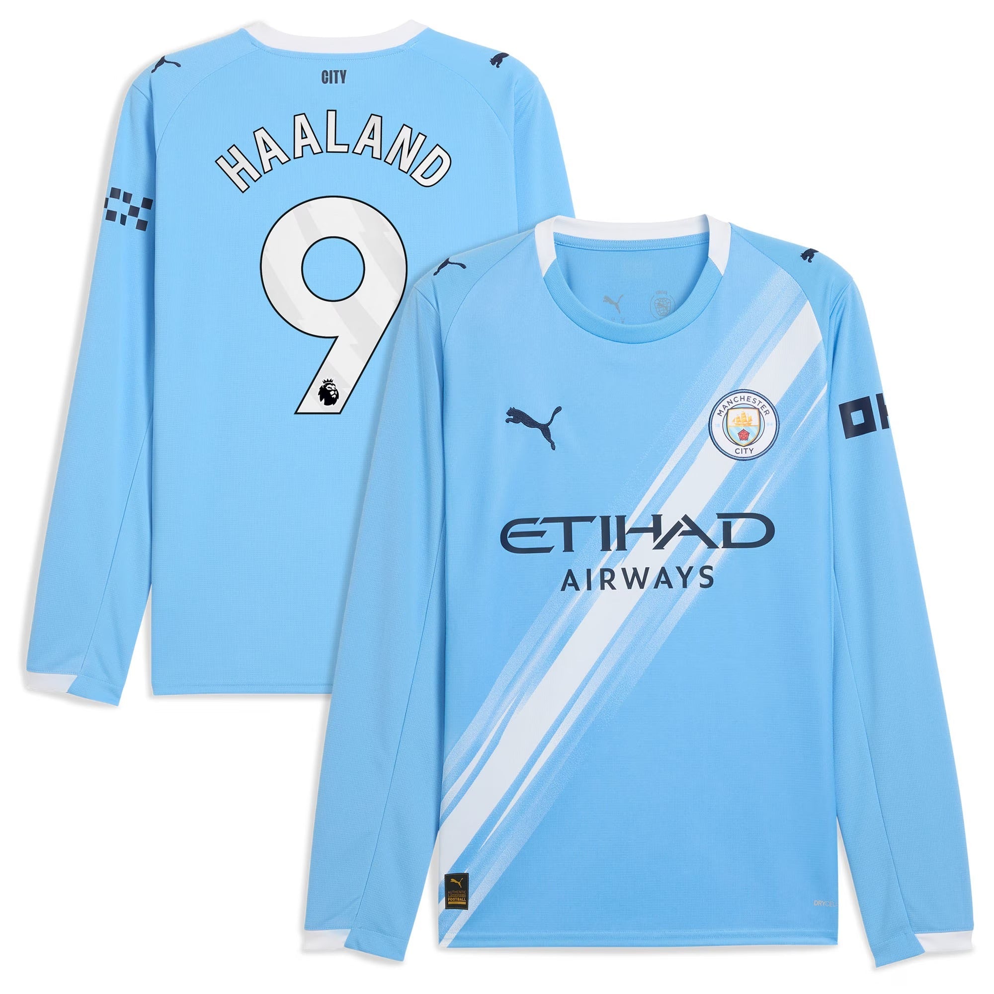 Erling Haaland Manchester City 2025/26 Home Long Sleeve Player Shirt - Sky Blue