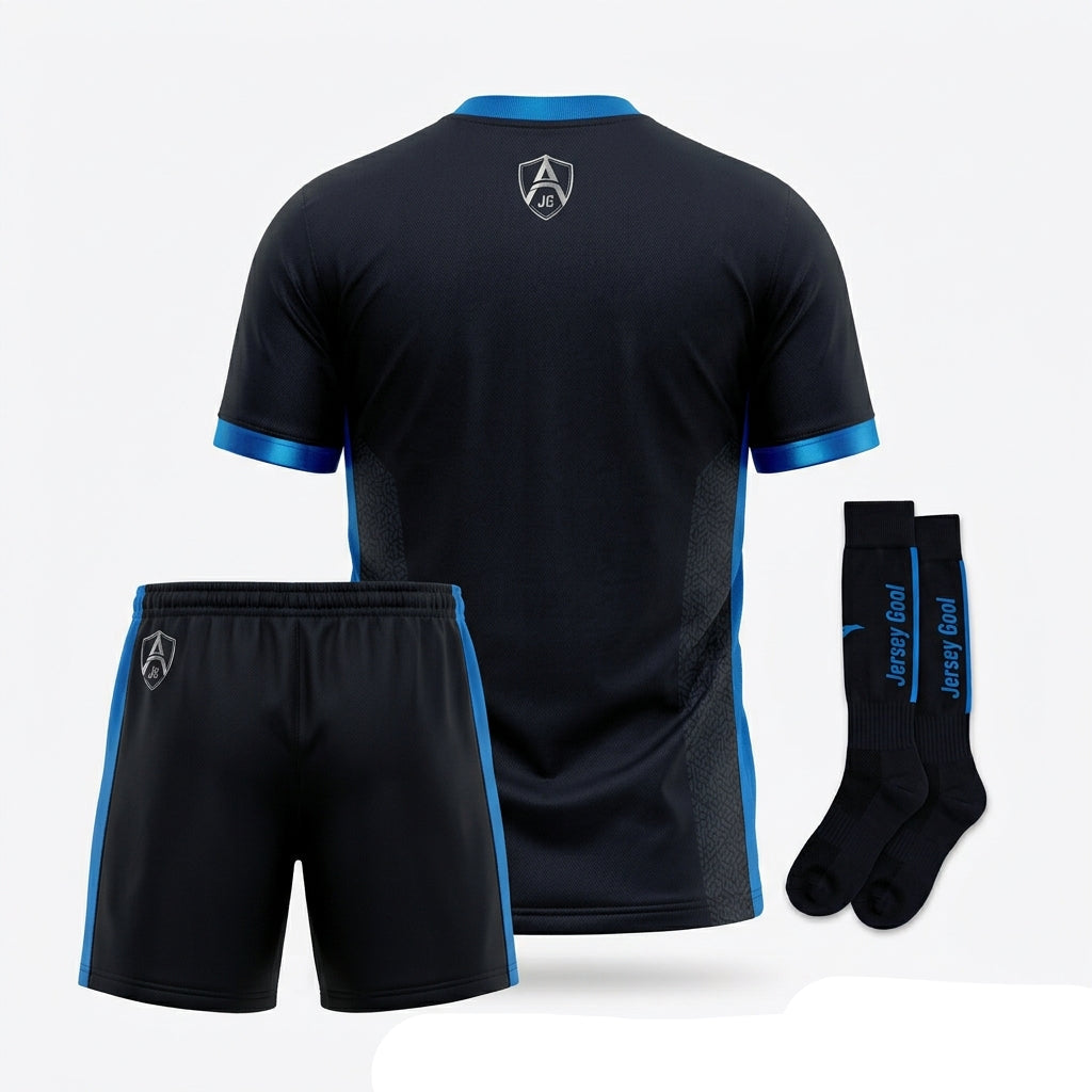 Jersey Gool "Ignite" Official Kit – Stealth Black & Electric Blue Performance Kit