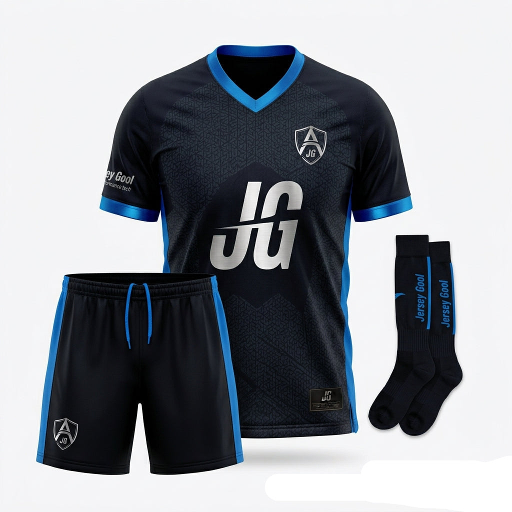 Jersey Gool "Ignite" Official Kit – Stealth Black & Electric Blue Performance Kit