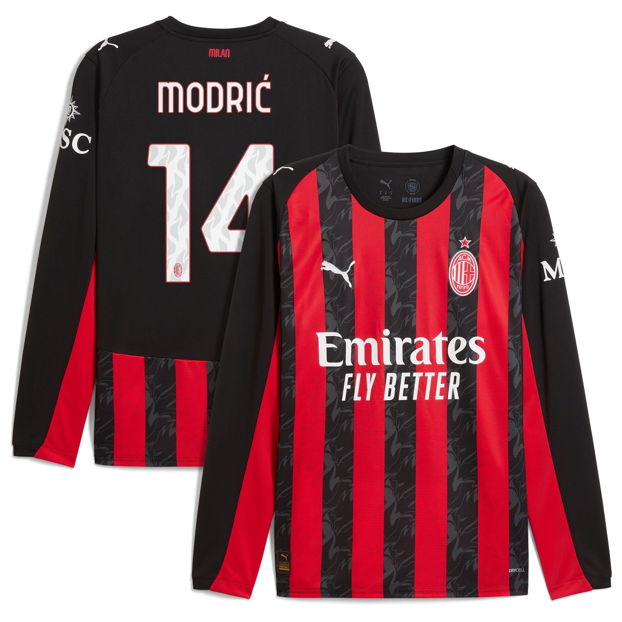 Luka Modric AC Milan 2025/26 Home Long Sleeve Shirt - Red