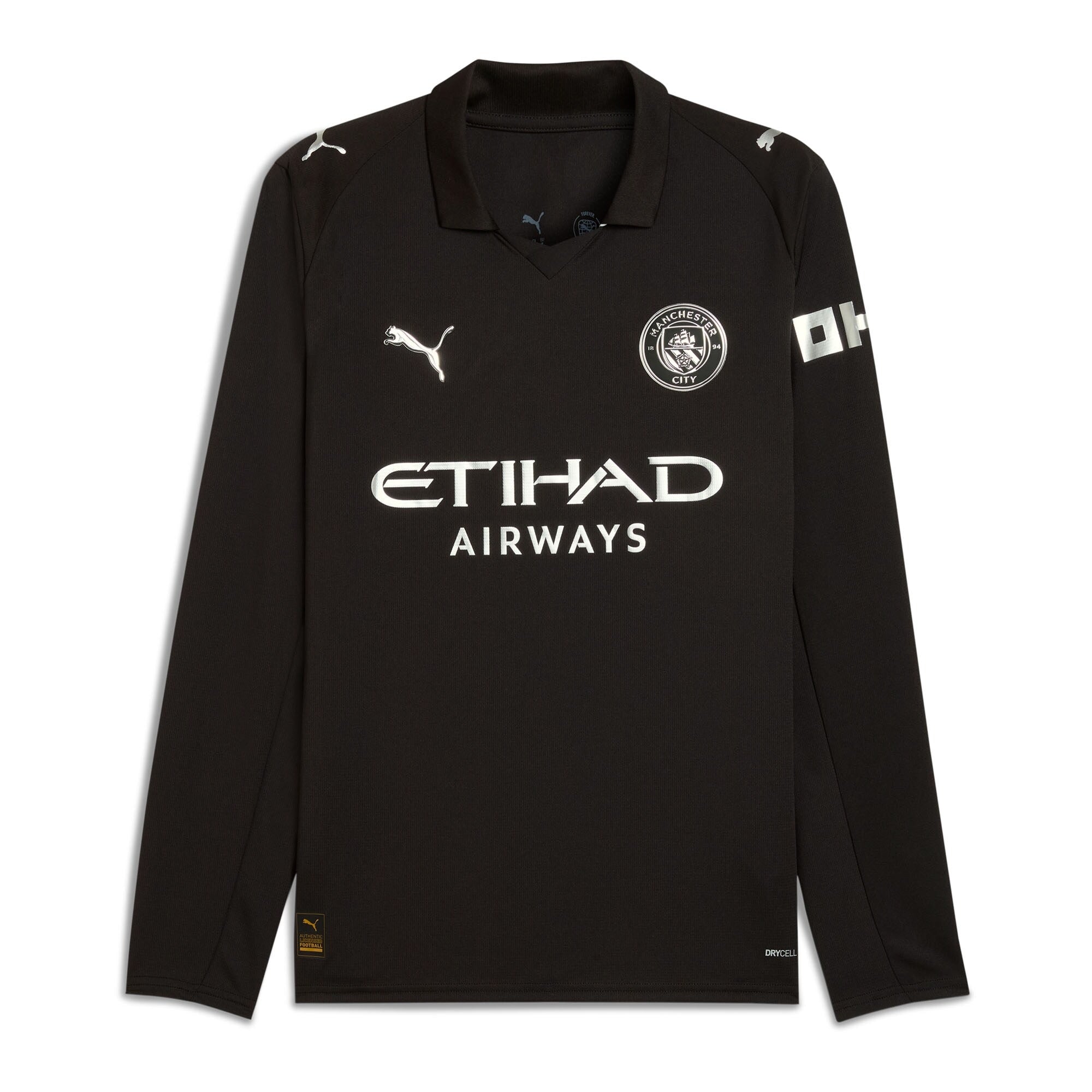 Manchester City 2025/26 Away Long Sleeve Custom Shirt - Black