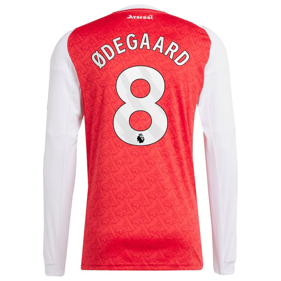 Martin Ødegaard Arsenal 2025/26 Home Long Sleeve Player Shirt - Red