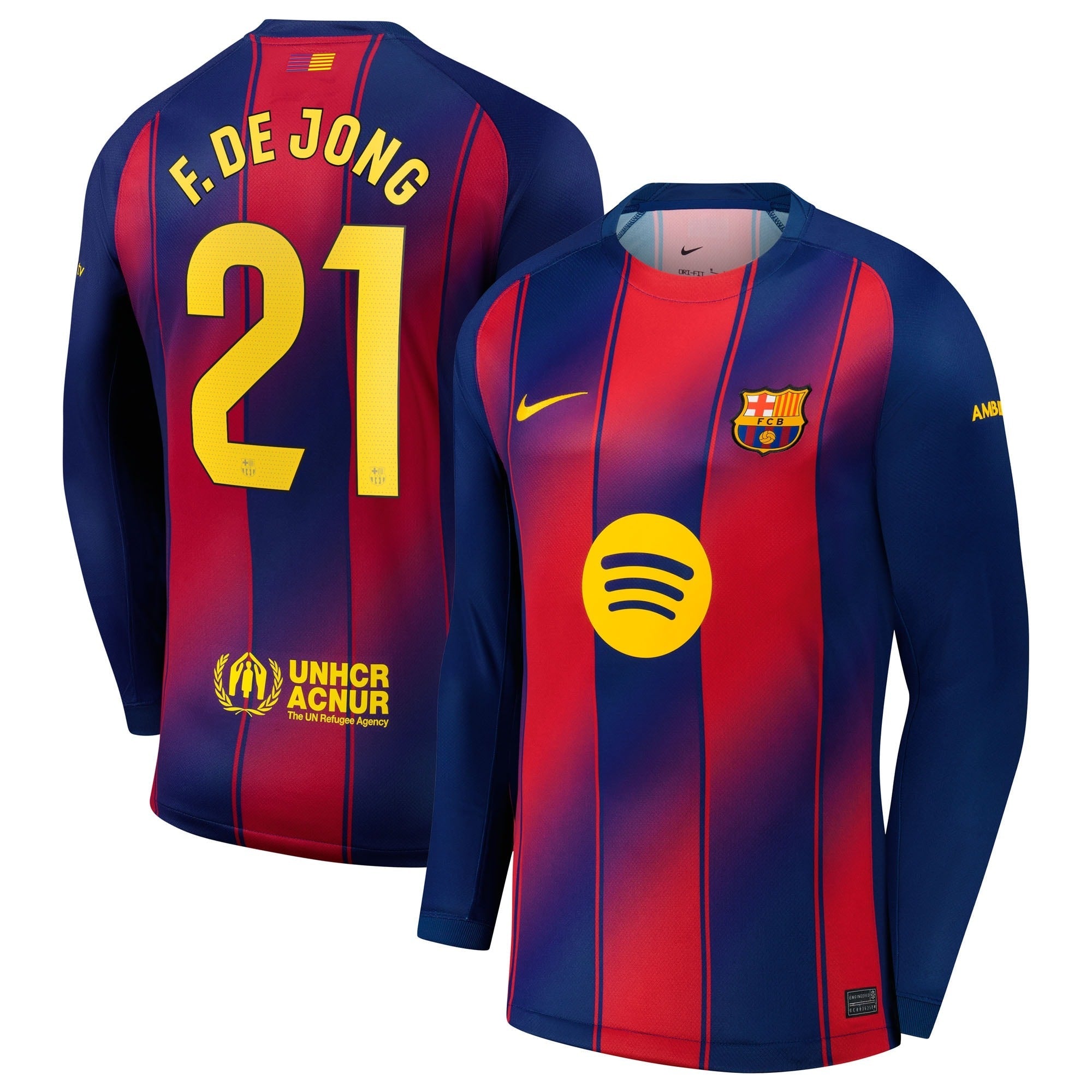 Frenkie de Jong Barcelona 2025/26 Home Long Sleeve Shirt - Navy
