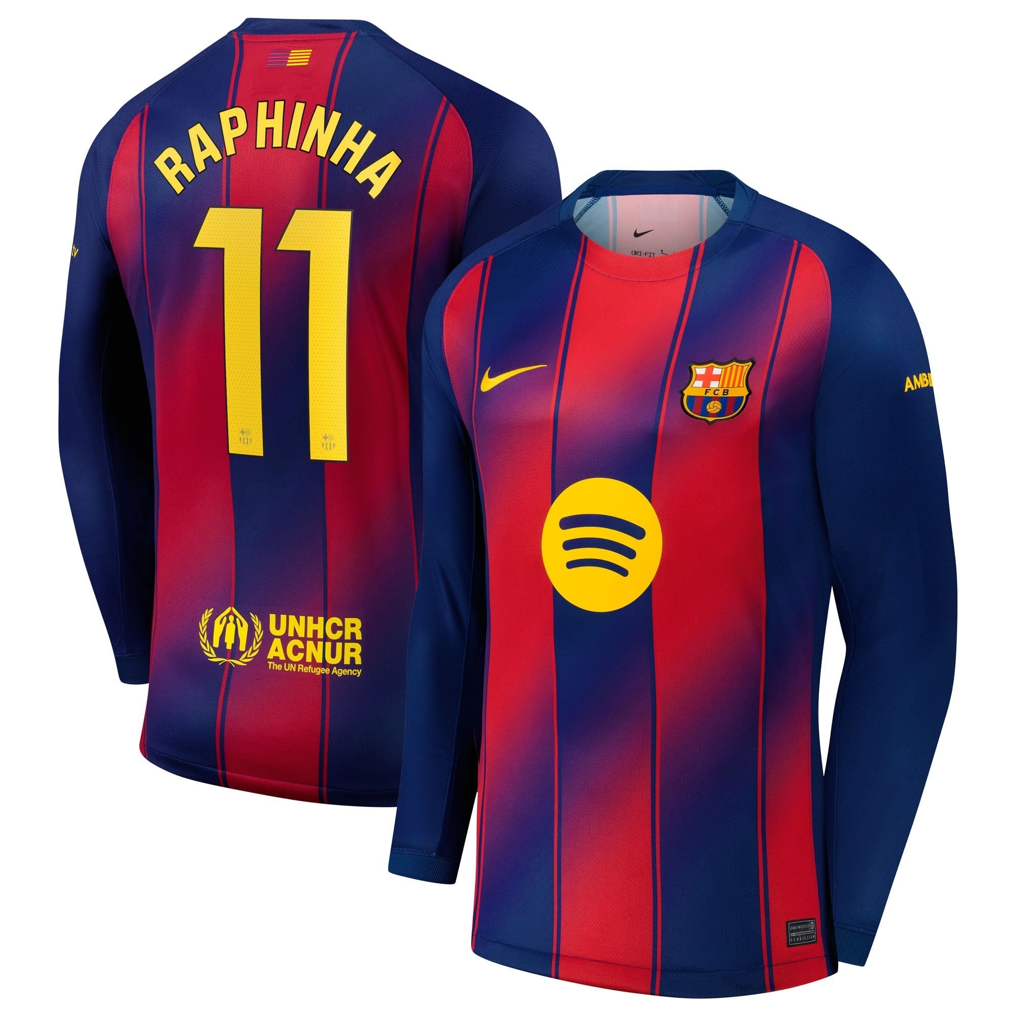 Raphinha Barcelona 2025/26 Home Long Sleeve Shirt - Navy