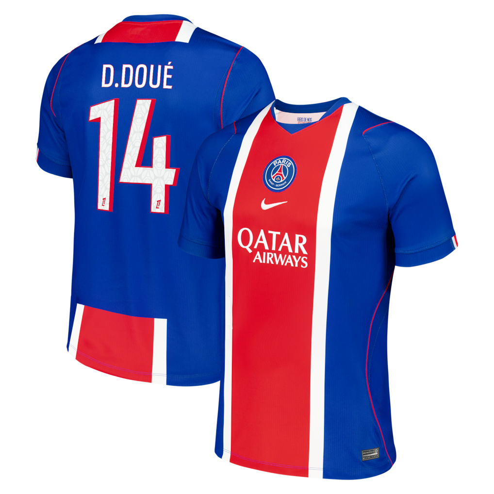 Official Désiré Doué Paris Saint-Germain Custom 2026/27 Home Stadium Replica Jersey - Blue - Jersey Teams World