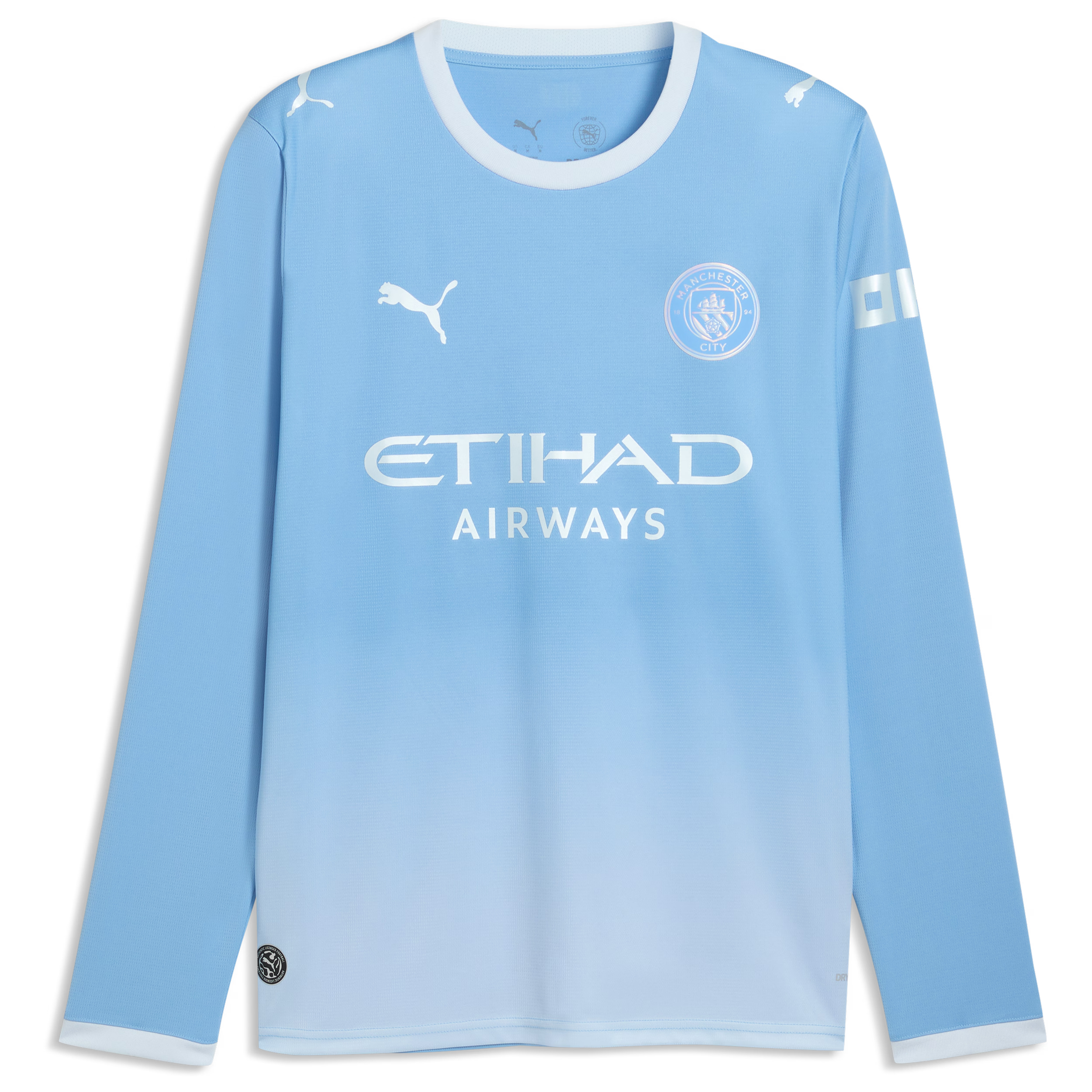 Official Manchester City  2026/27 Home Replica Long Sleeve Custom Jersey - Light Blue - Jersey Teams World