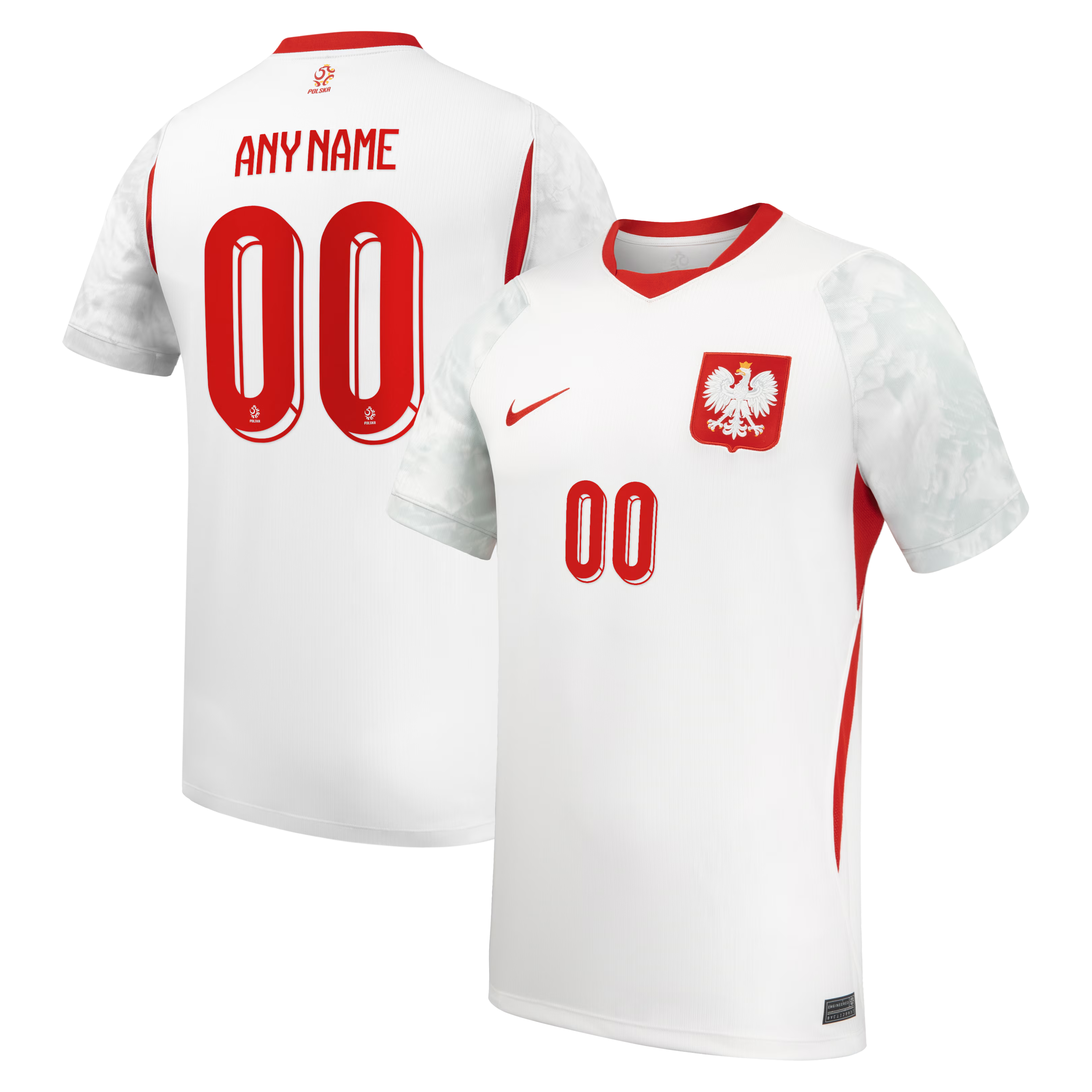 Official Poland National Team Custom 2026 Home Stadium Replica Custom Jersey - White - Jersey Teams World