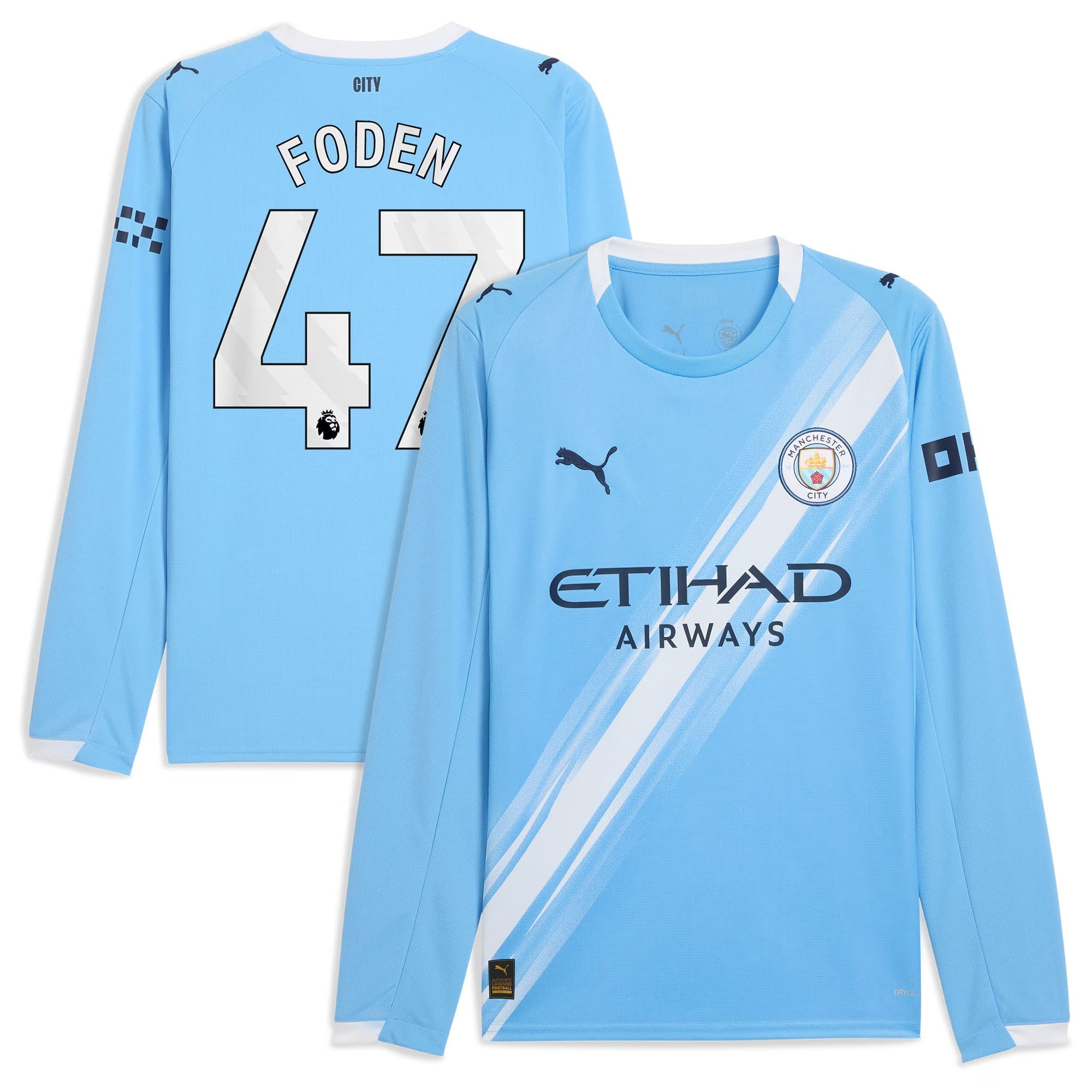 Phil Foden Manchester City 2025/26 Home Long Sleeve Player Shirt - Sky Blue
