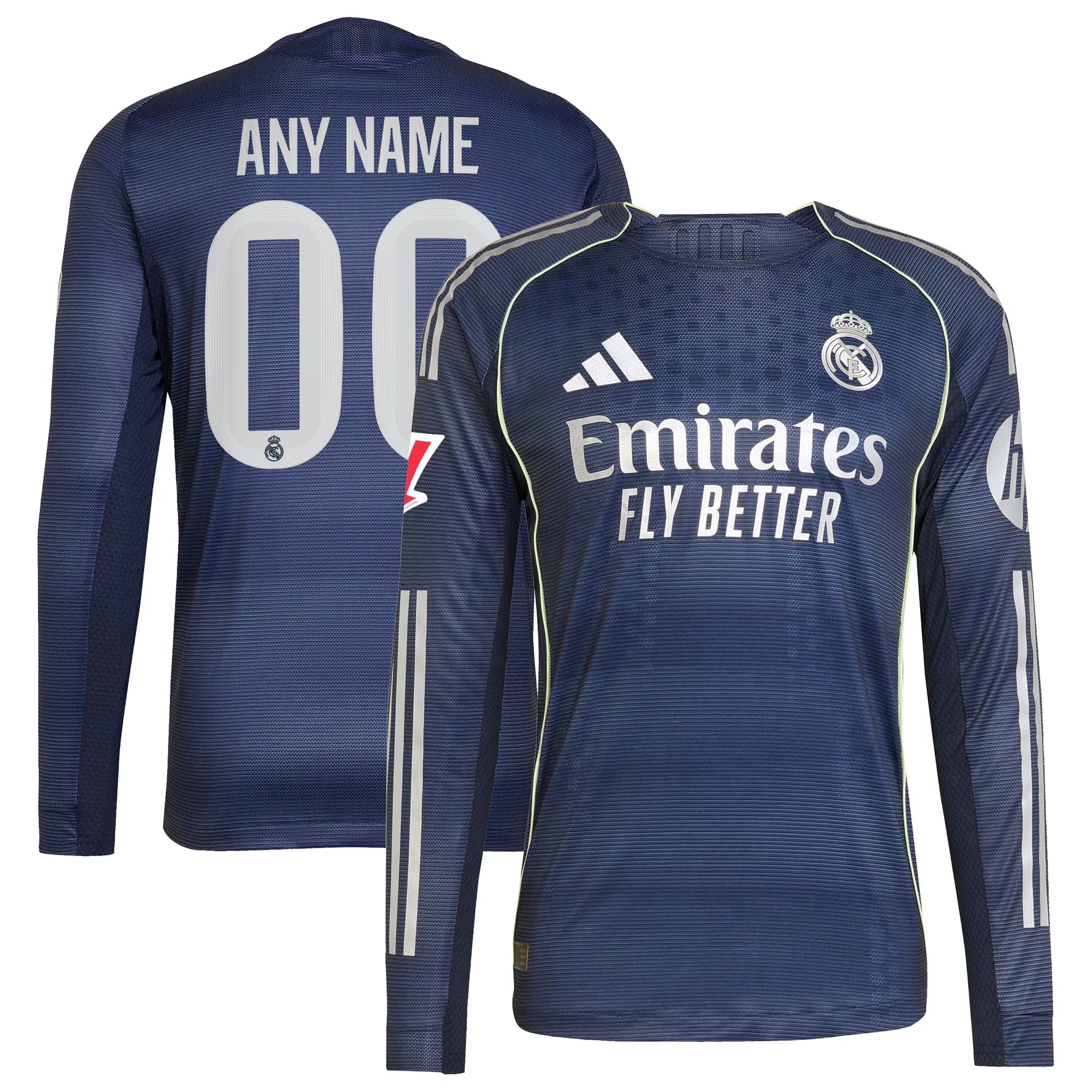 Real Madrid 2025/26 Away Long Sleeve Custom Shirt - Blue